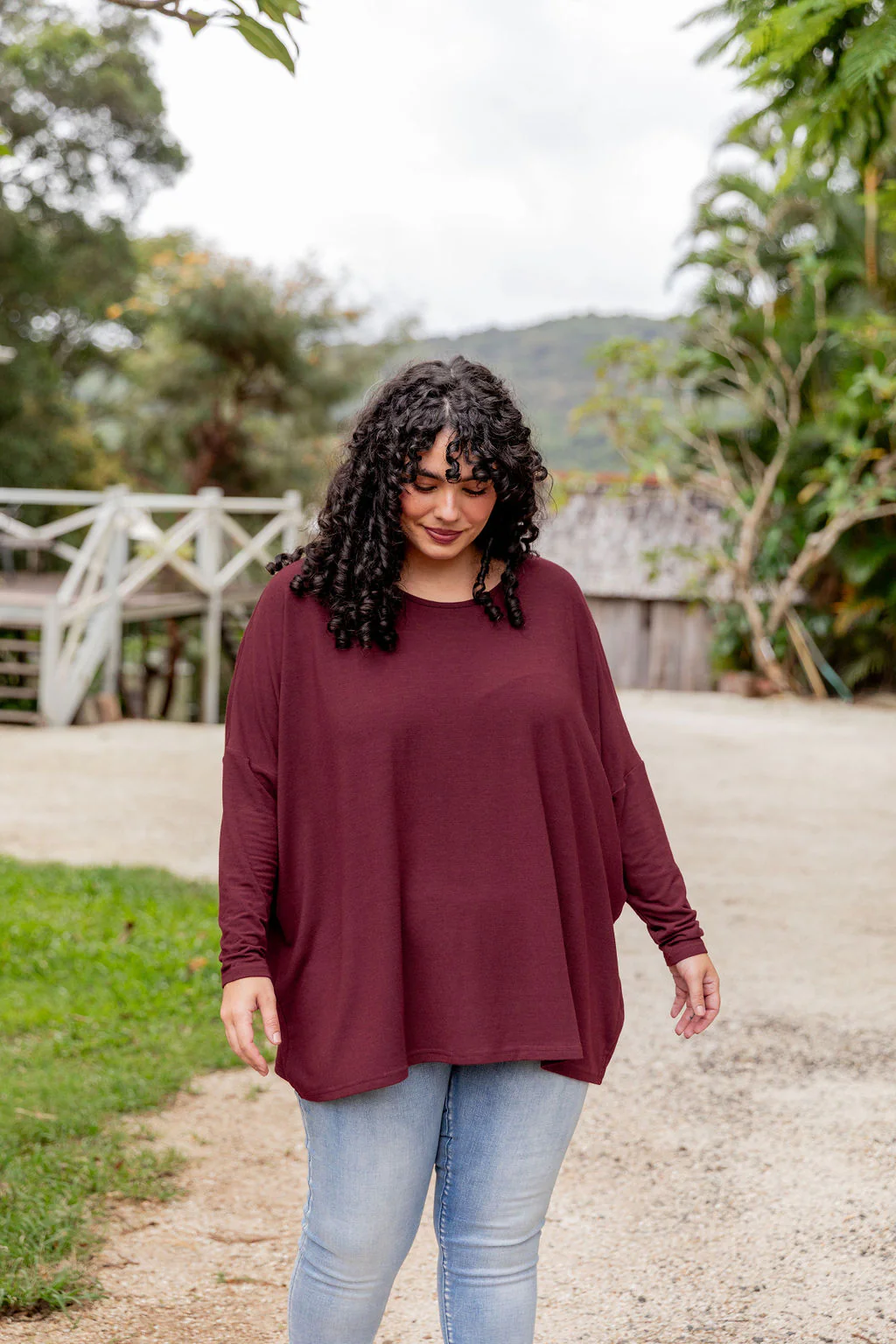 Harlow Knit Top in Merlot - Image 5