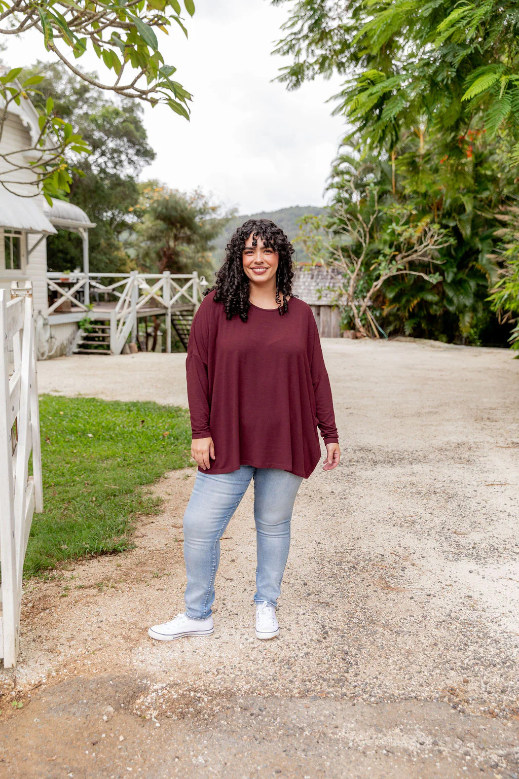 Harlow Knit Top in Merlot - Image 7