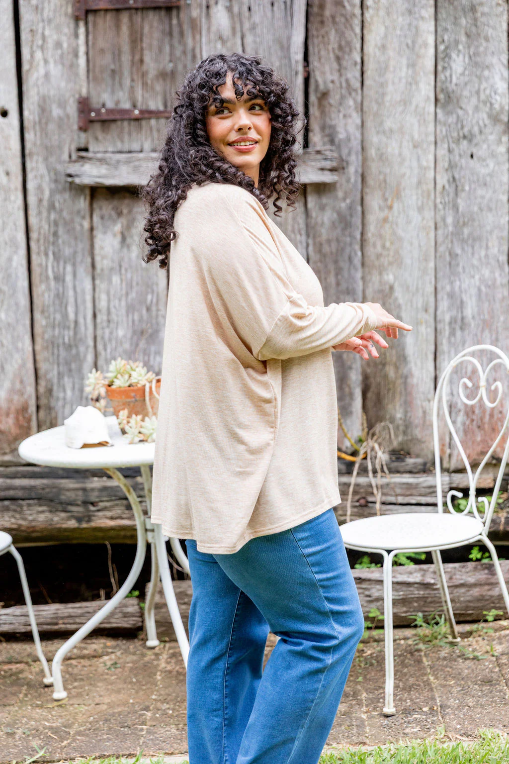 Harlow Knit Top in Oat Marl - Image 10