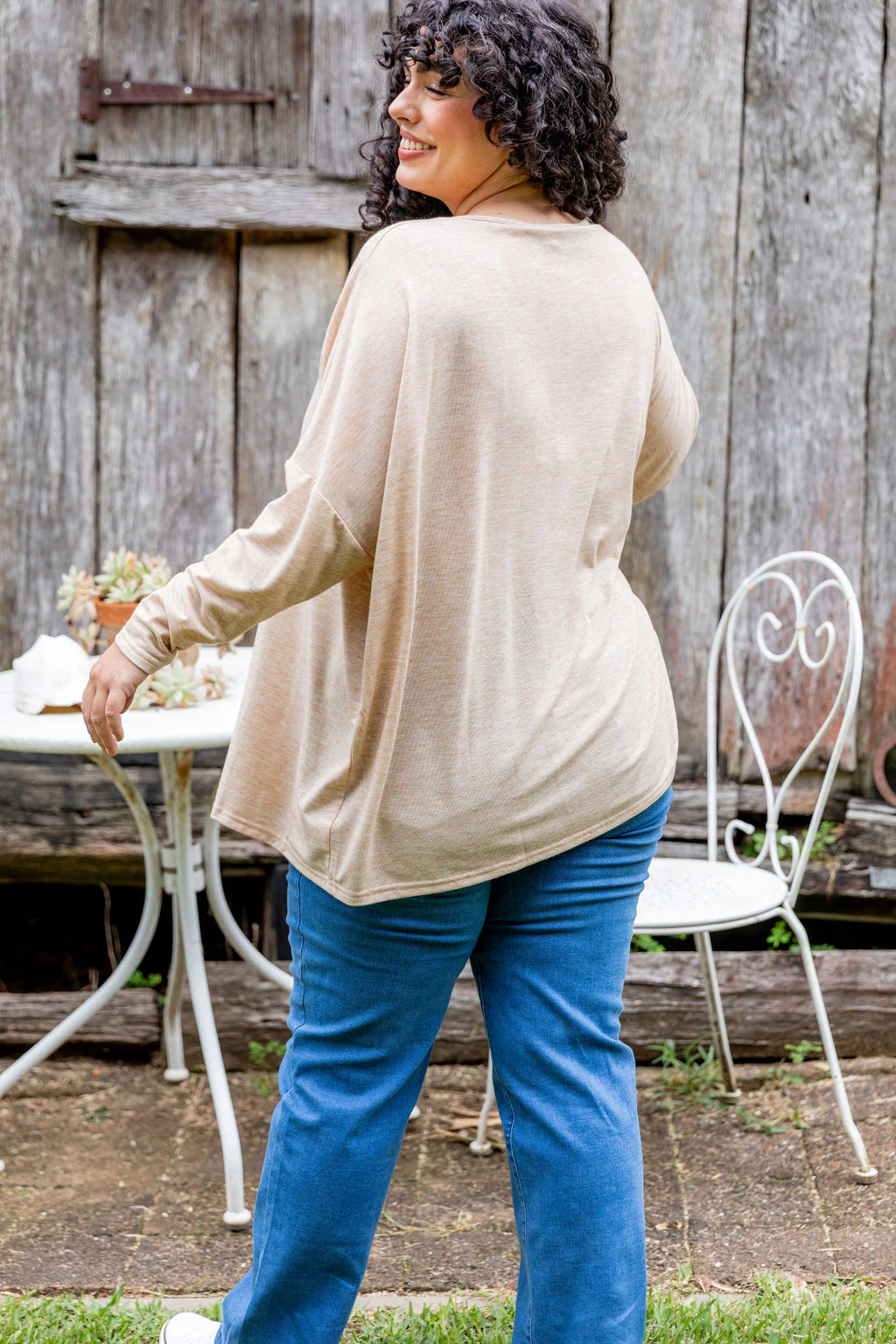 Harlow Knit Top in Oat Marl - Image 13