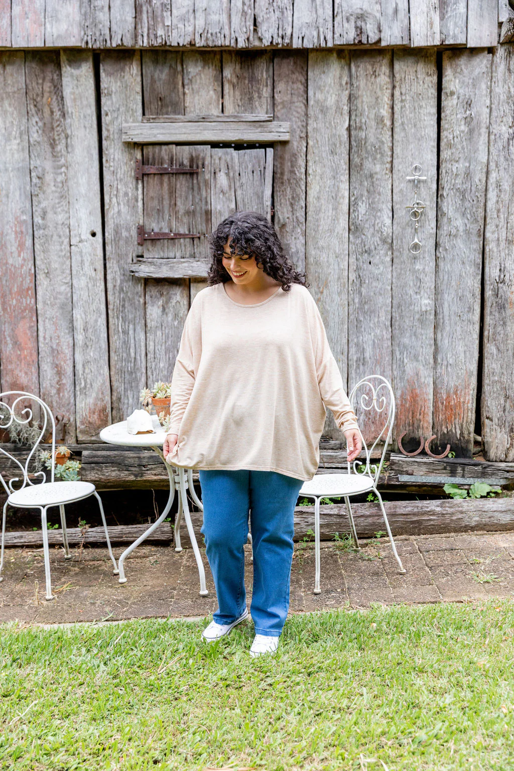 Harlow Knit Top in Oat Marl - Image 15