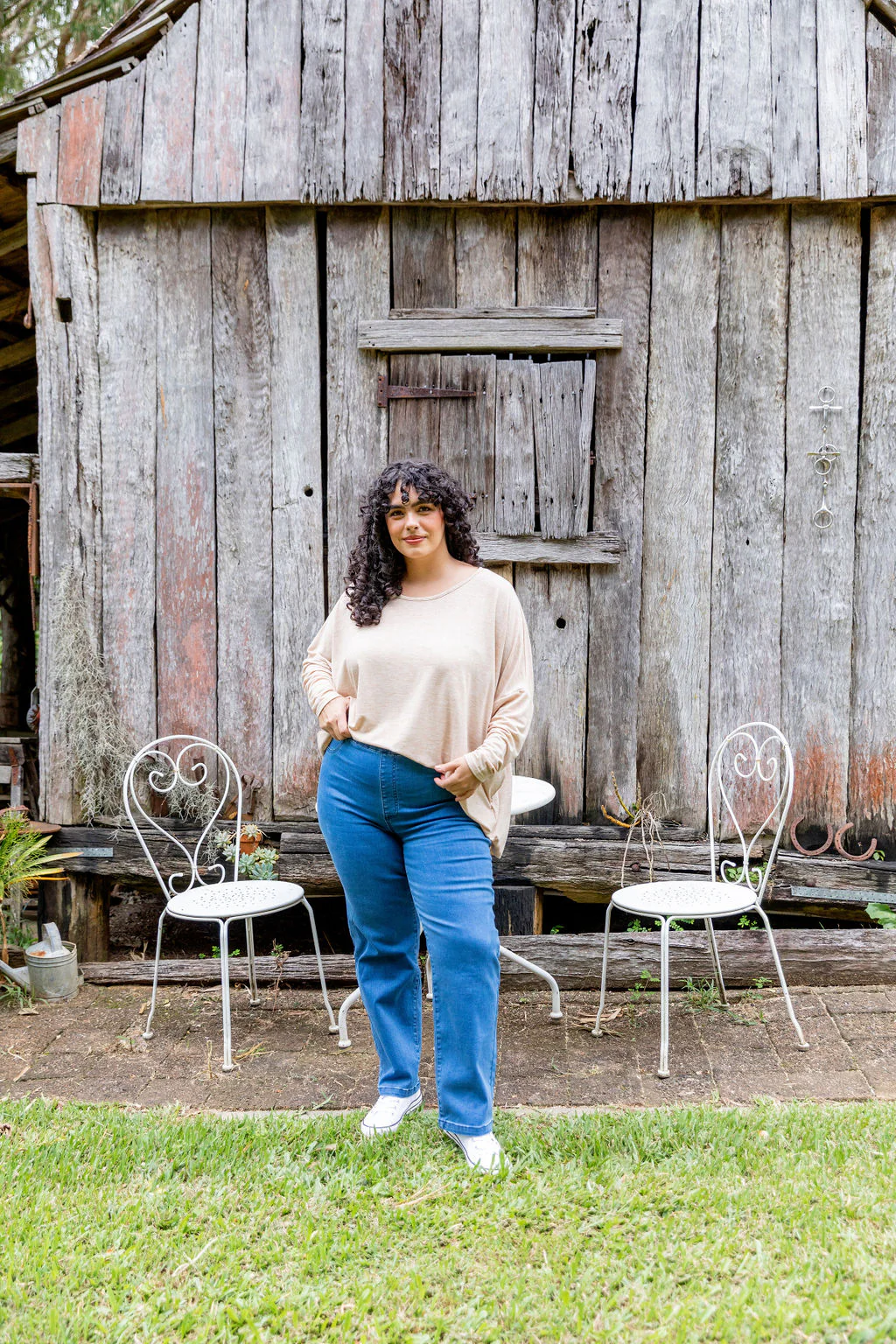 Harlow Knit Top in Oat Marl - Image 16