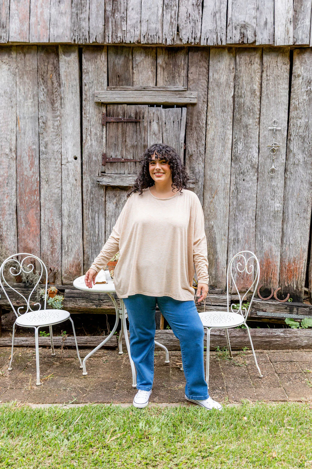 Harlow Knit Top in Oat Marl - Image 4