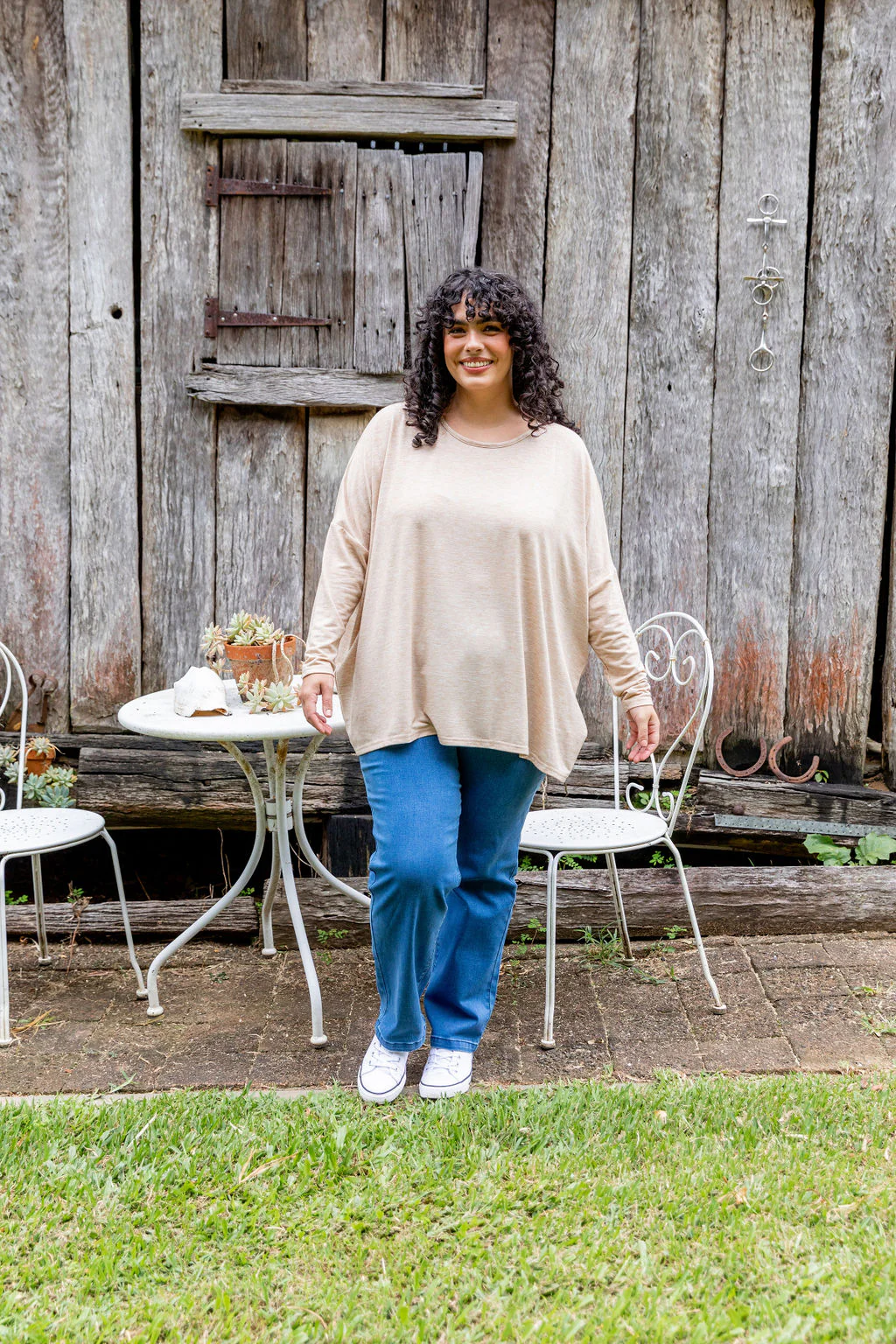 Harlow Knit Top in Oat Marl - Image 7