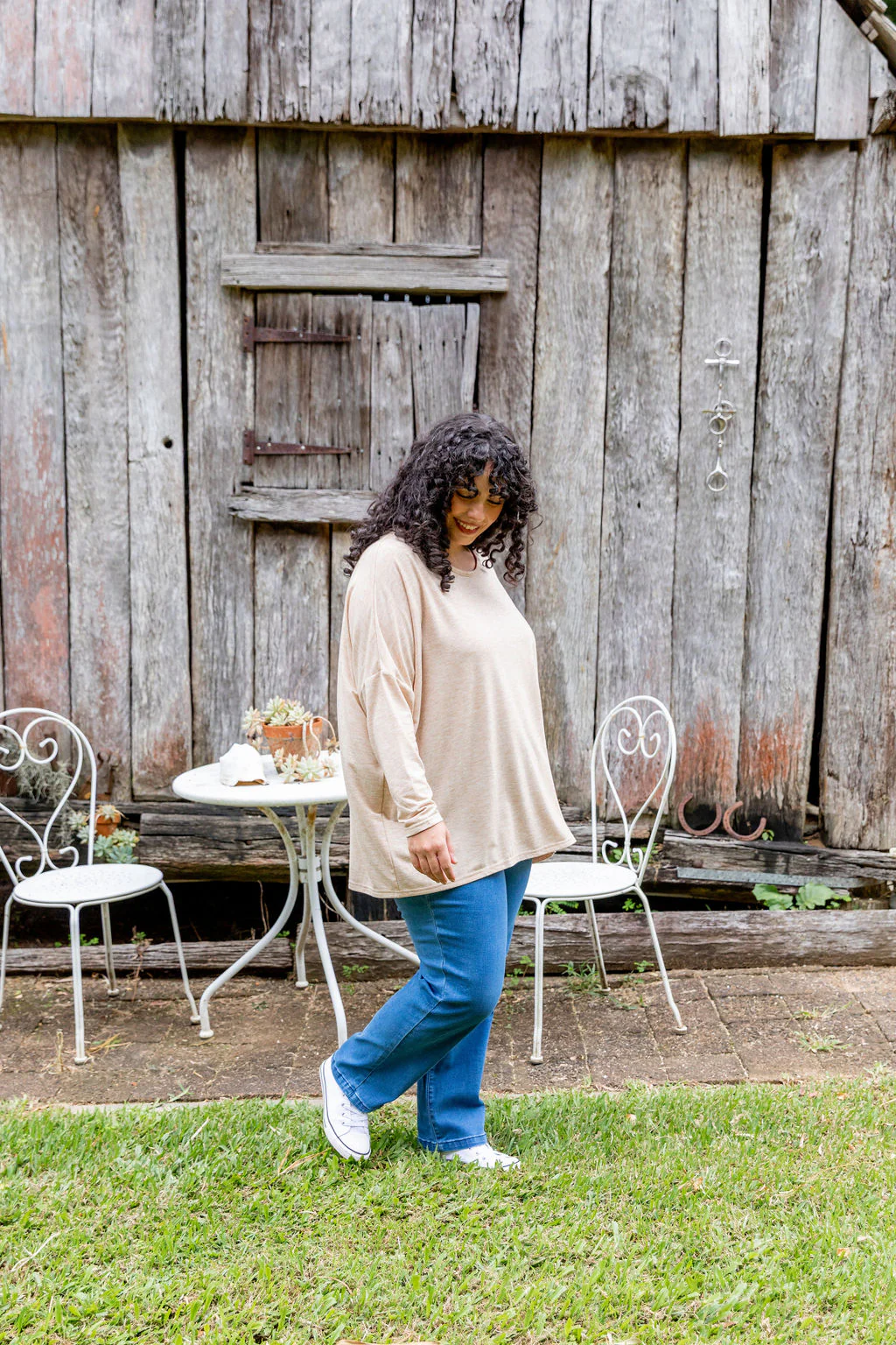 Harlow Knit Top in Oat Marl - Image 9