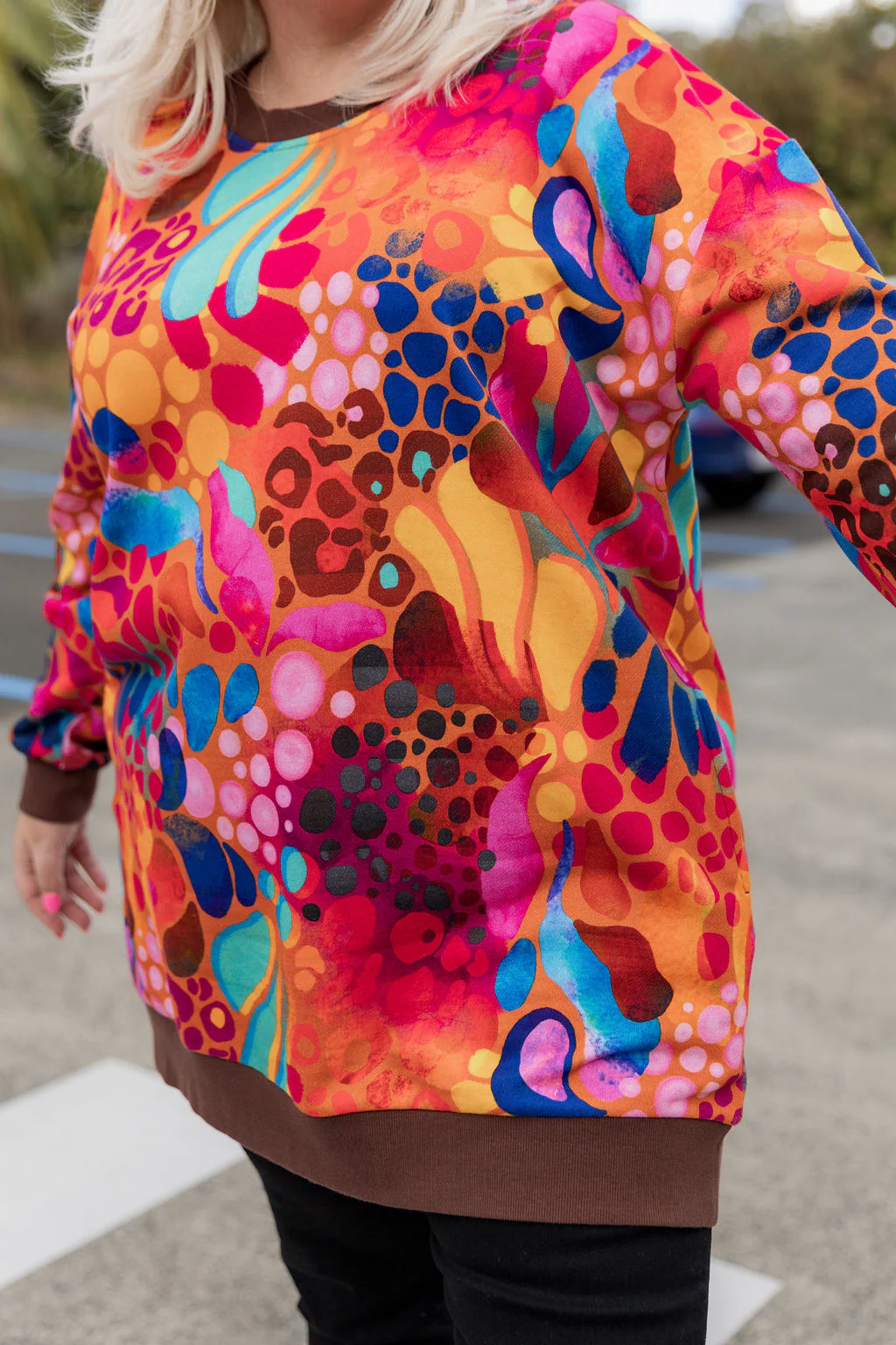 Harper Longline Sweater in Outback Safari by Kasey Rainbow - Image 3