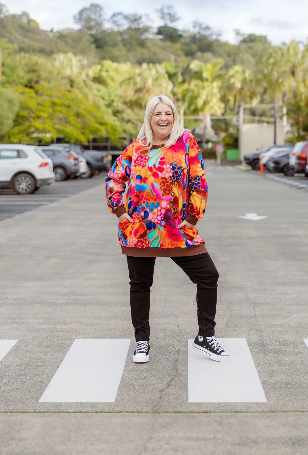 Harper Longline Sweater in Outback Safari by Kasey Rainbow - Image 4