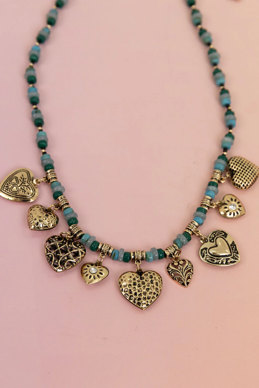 Hearts and Bead Charm Necklace - Image 3