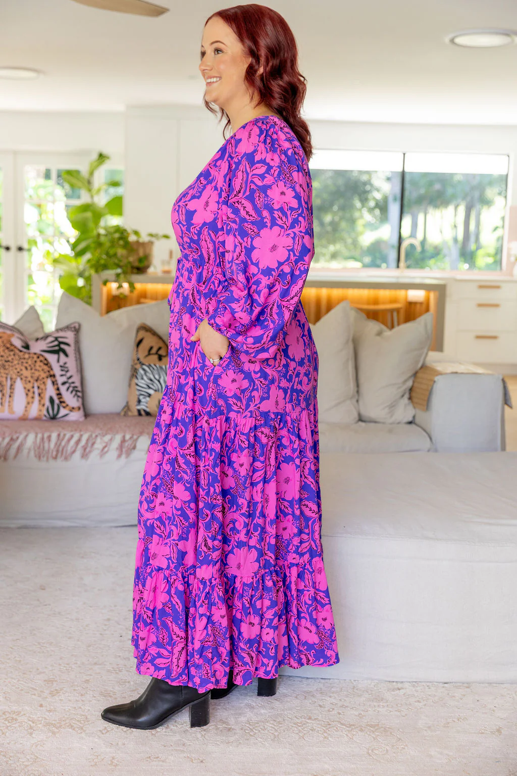 Bonnie Long Sleeve Dress in Purple Blooms - Image 13