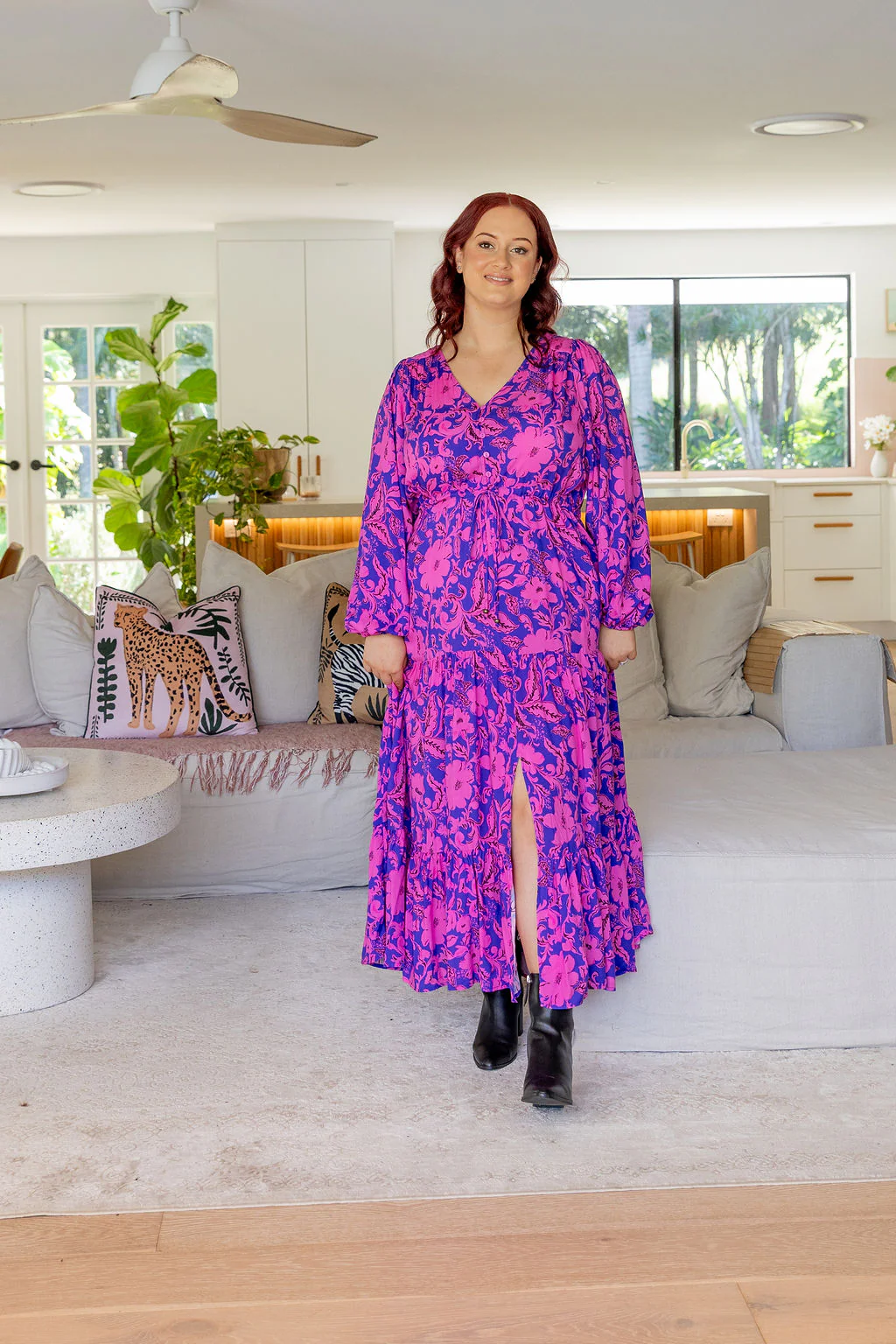 Bonnie Long Sleeve Dress in Purple Blooms - Image 6