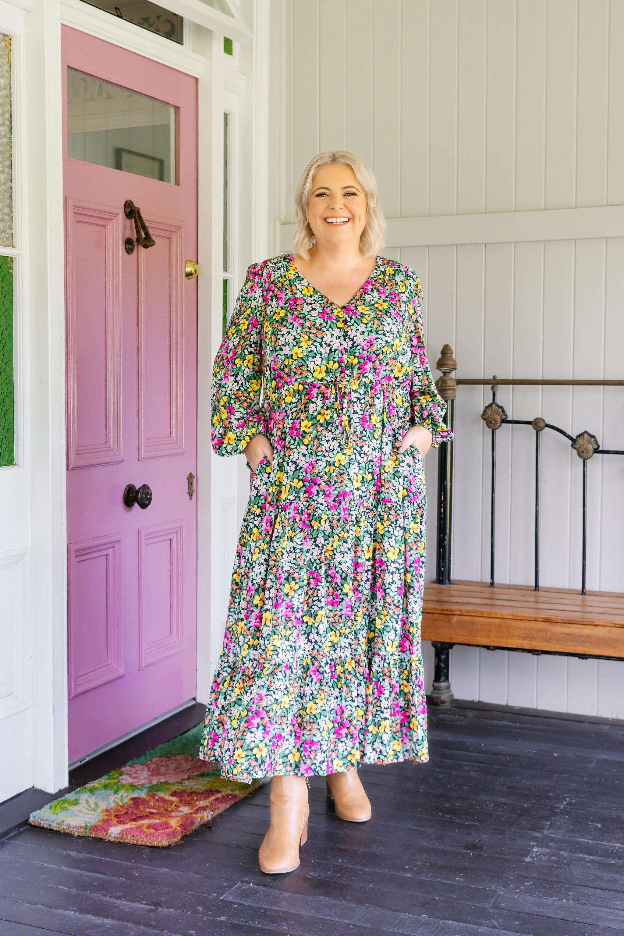 Bonnie Long Sleeve Dress in Garden Stroll - Image 15