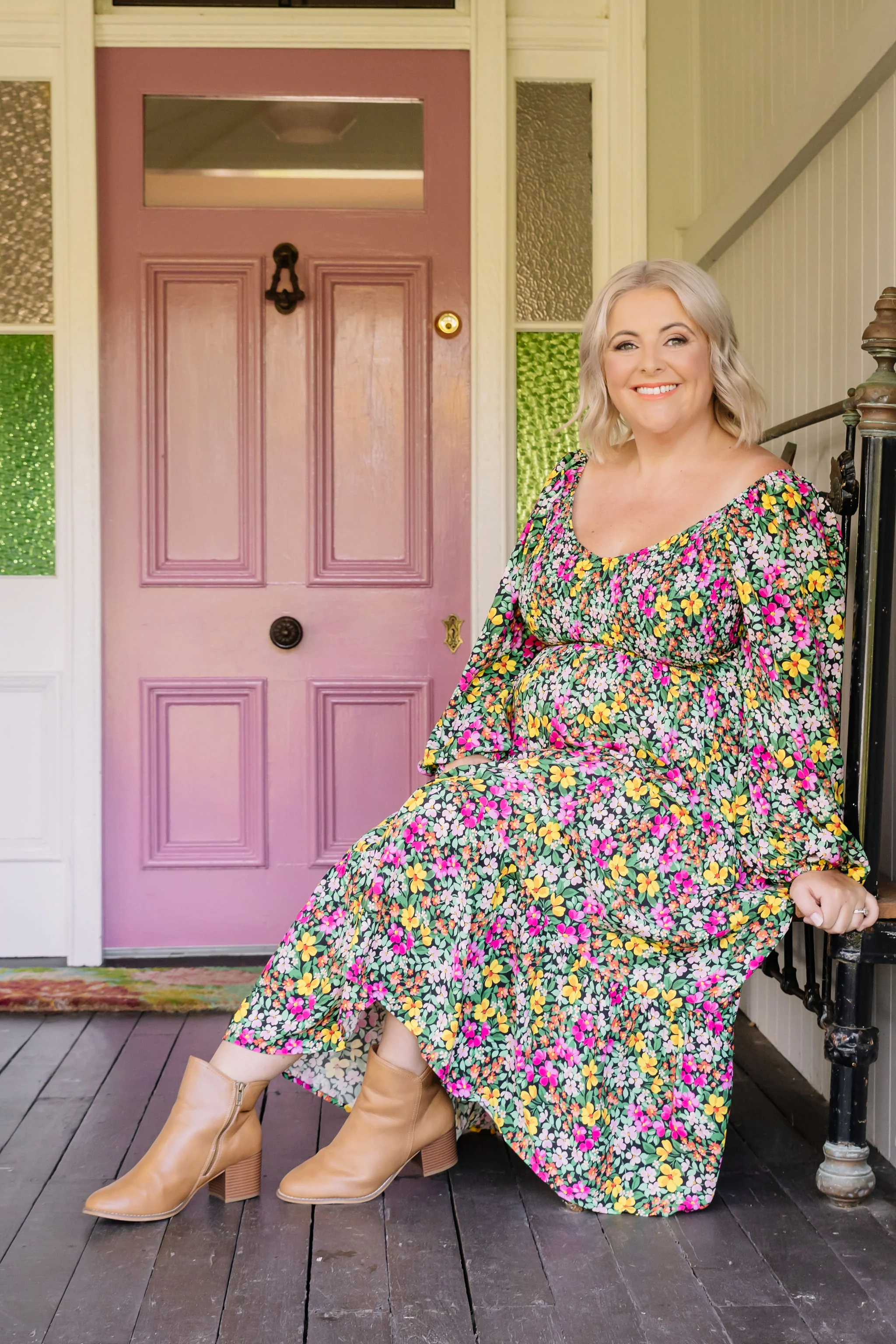 Peri Long Sleeve Midi Dress in Garden Stroll - Image 12