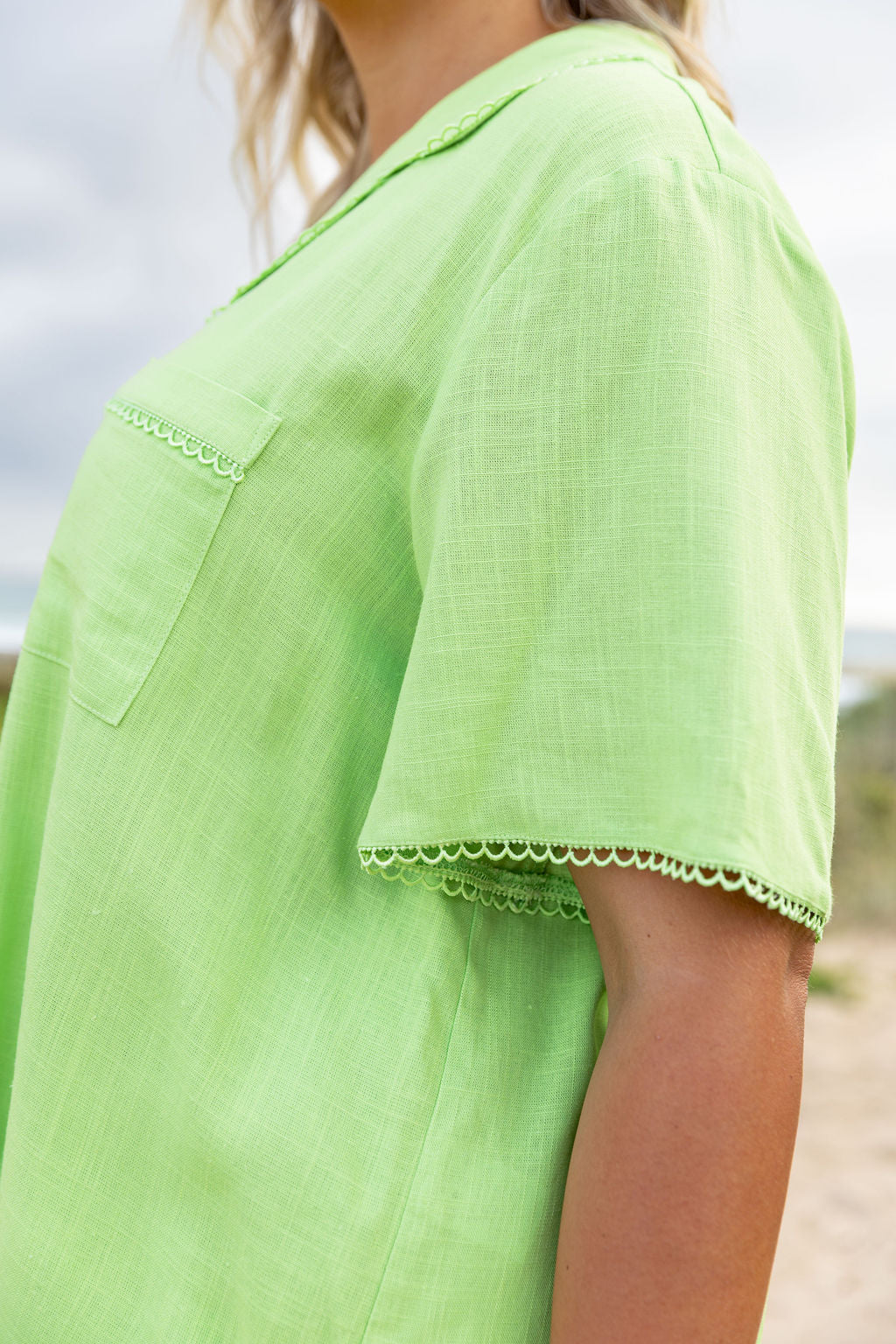 Luella Linen Blend Shirt in Apple - Image 5