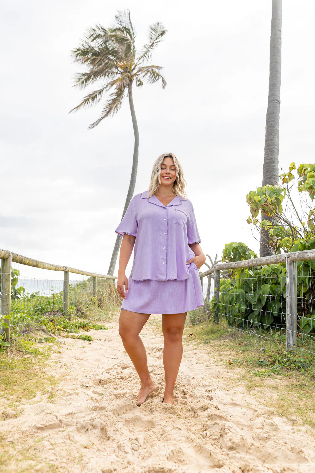 Luella Linen Blend Shirt in Violet - Image 5
