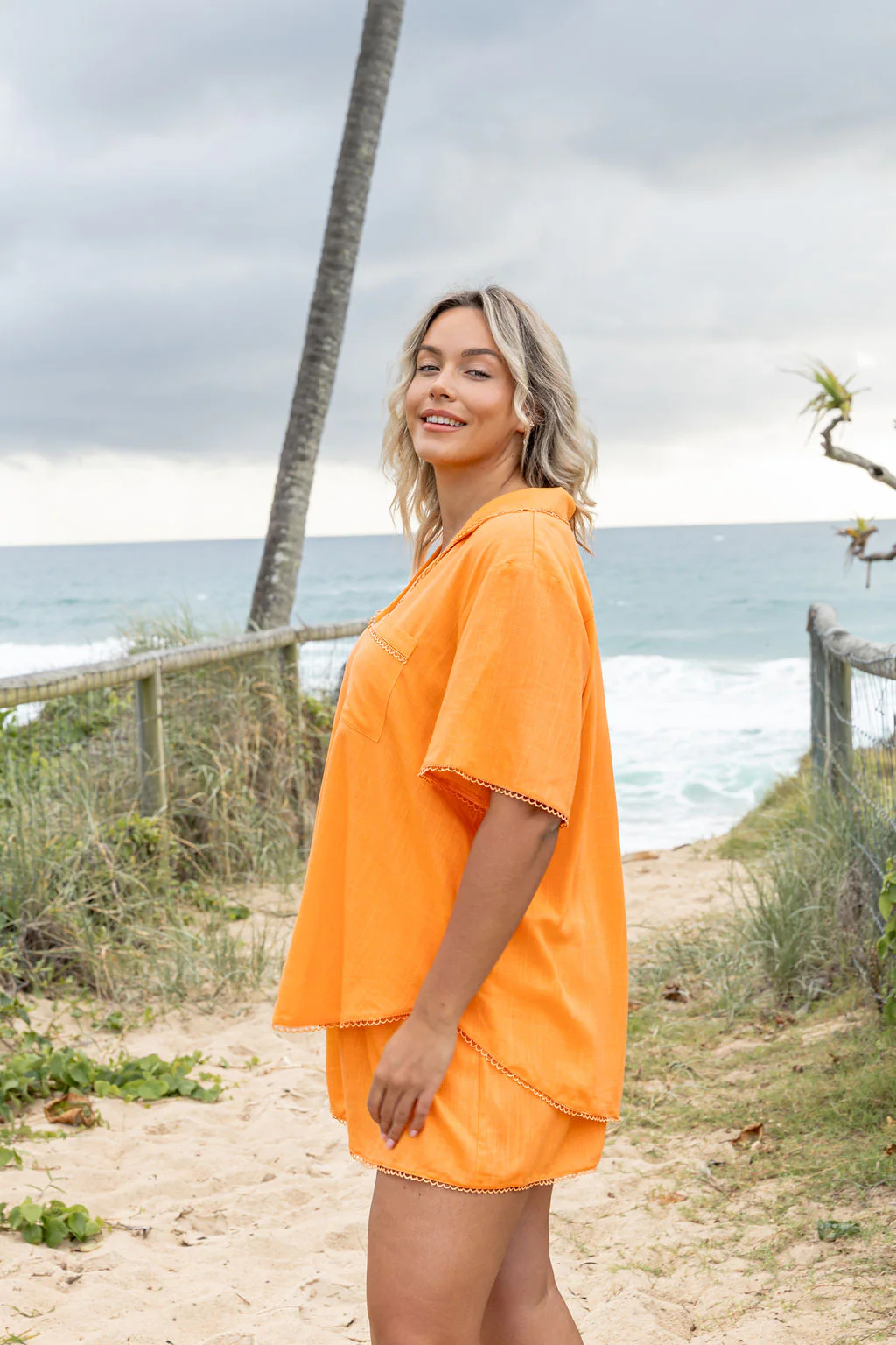 Luella Linen Blend Shorts in Orange - Image 9