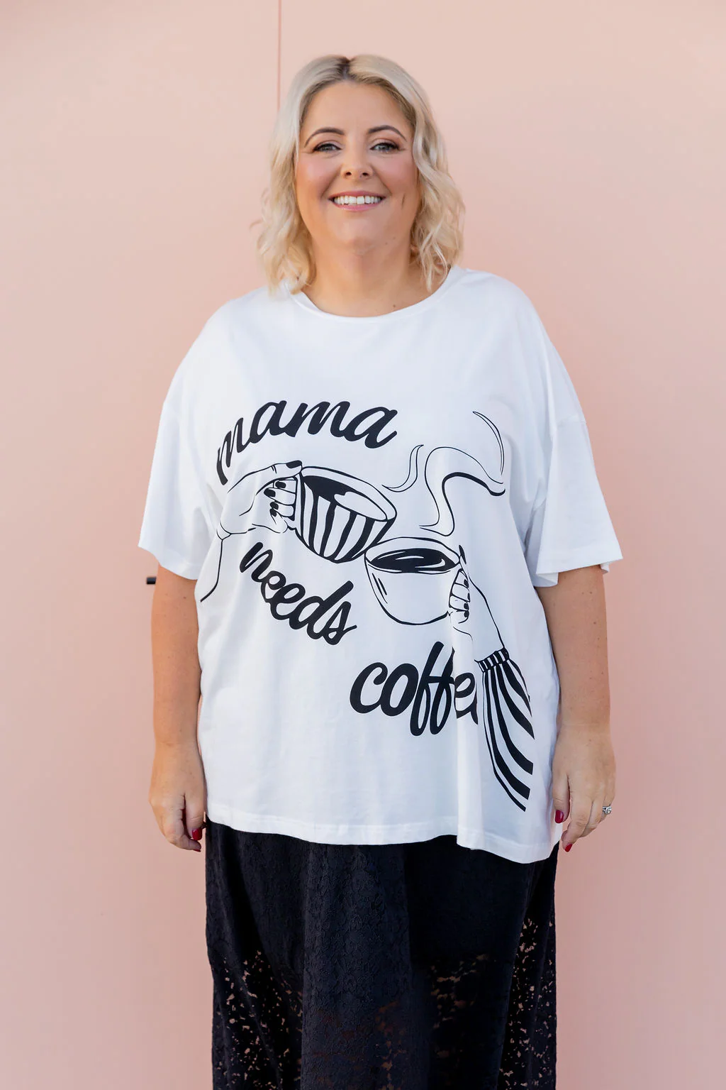 Mamma Needs Coffee Tee in White - Image 14