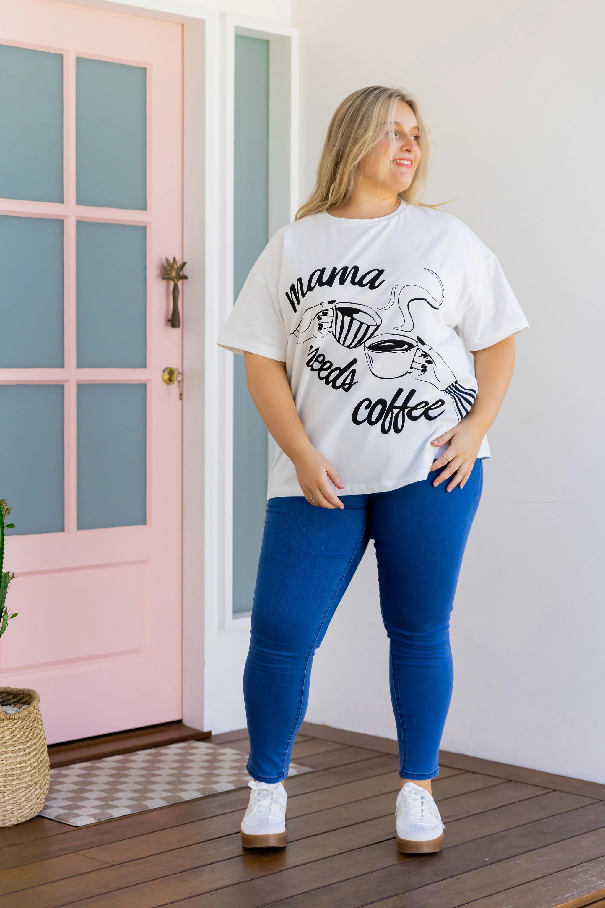Mamma Needs Coffee Tee in White - Image 16