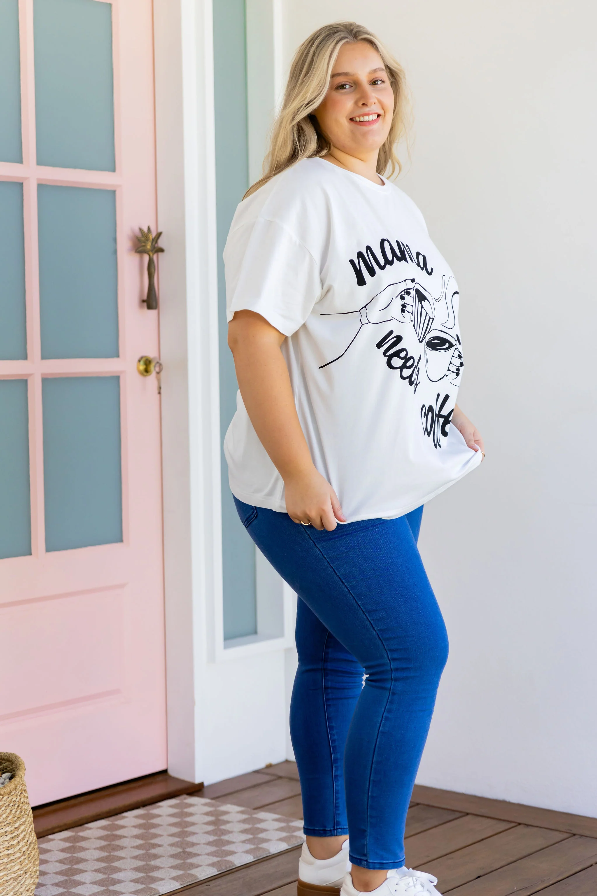 Mamma Needs Coffee Tee in White - Image 21