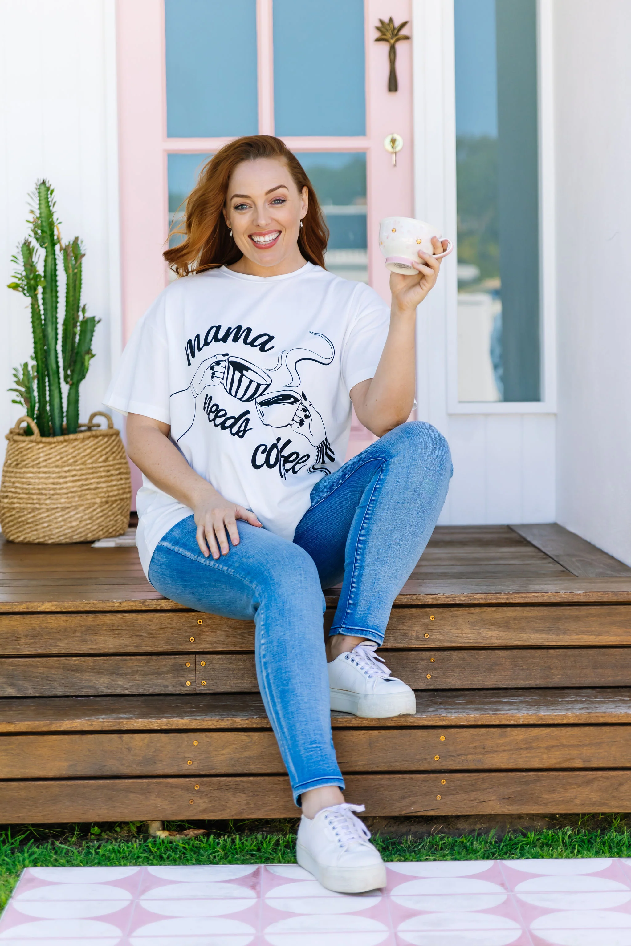 Mamma Needs Coffee Tee in White - Image 23