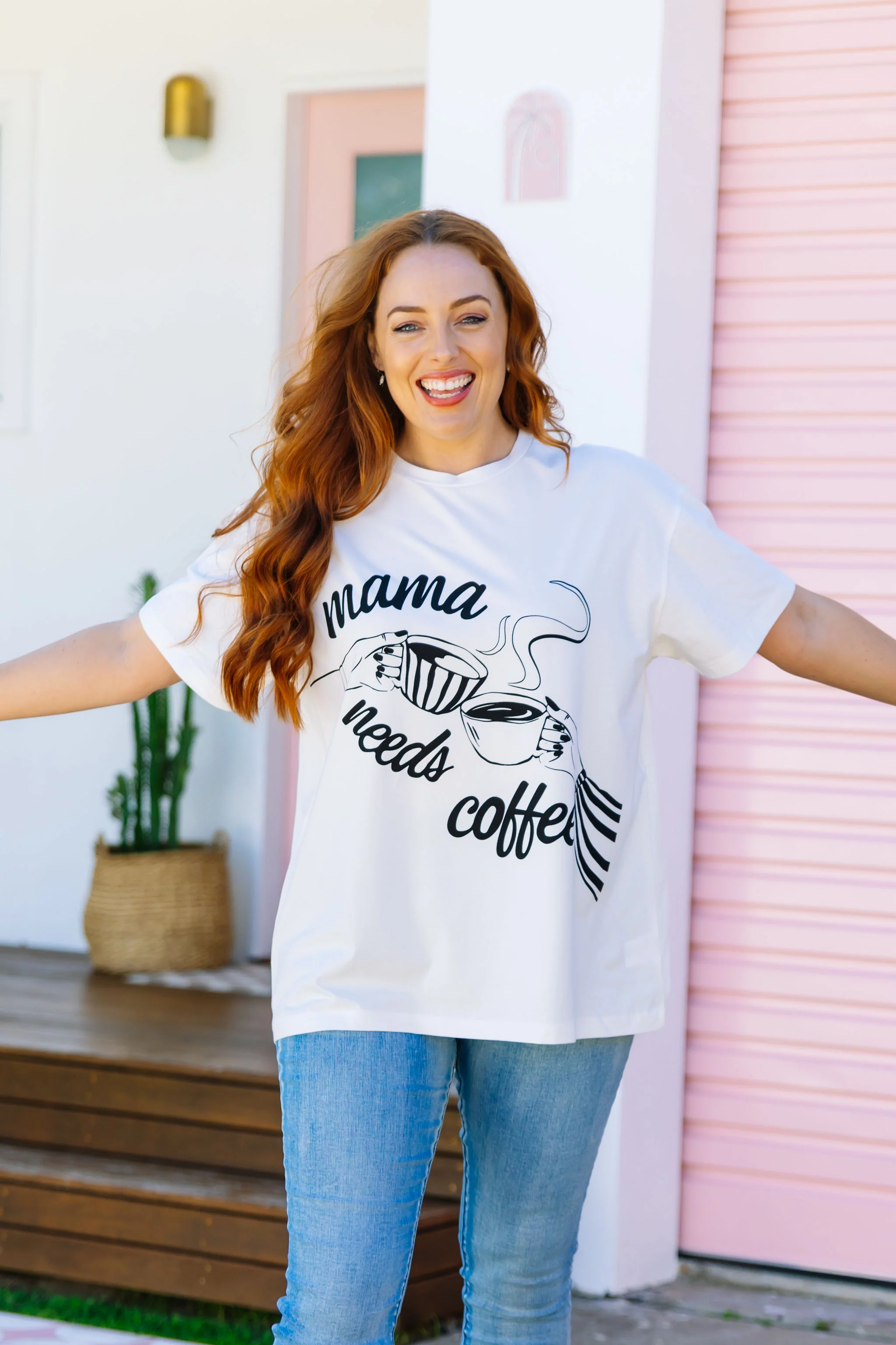 Mamma Needs Coffee Tee in White - Image 5