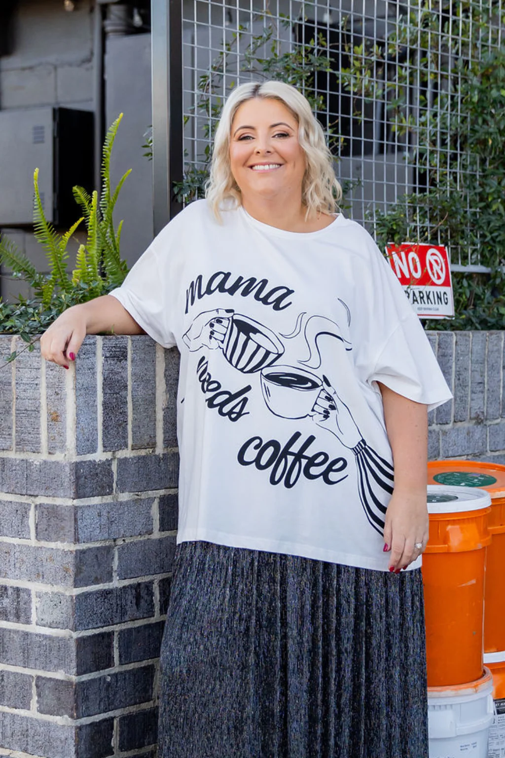 Mamma Needs Coffee Tee in White - Image 6