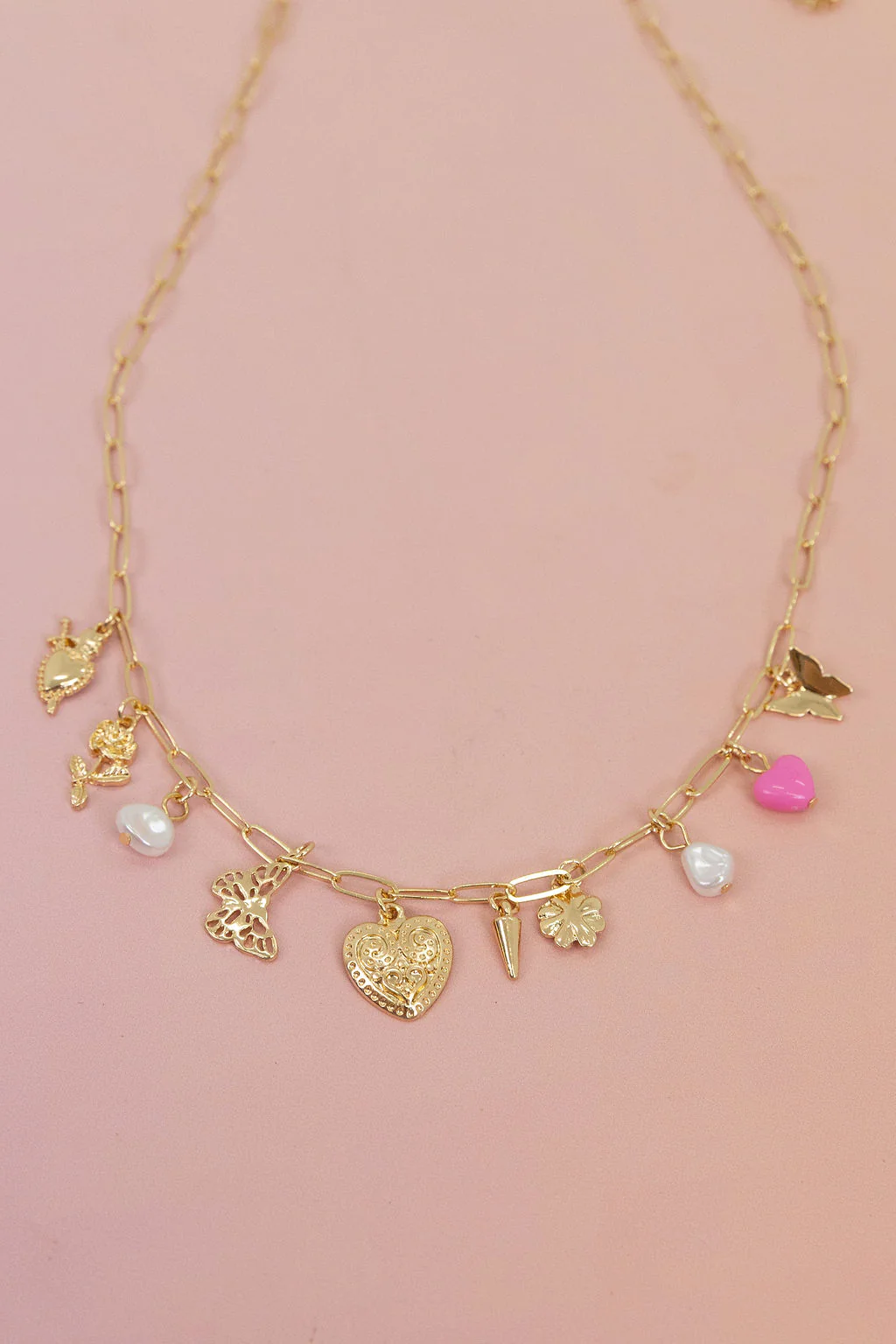 Multi Charm Chain Necklace - Image 3