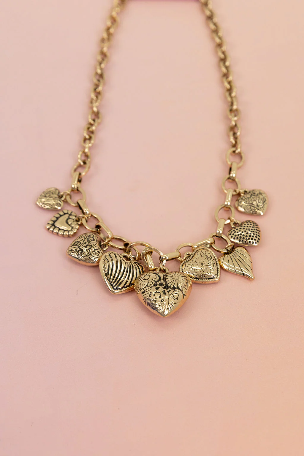 Multi Hearts Charm Necklace - Image 3