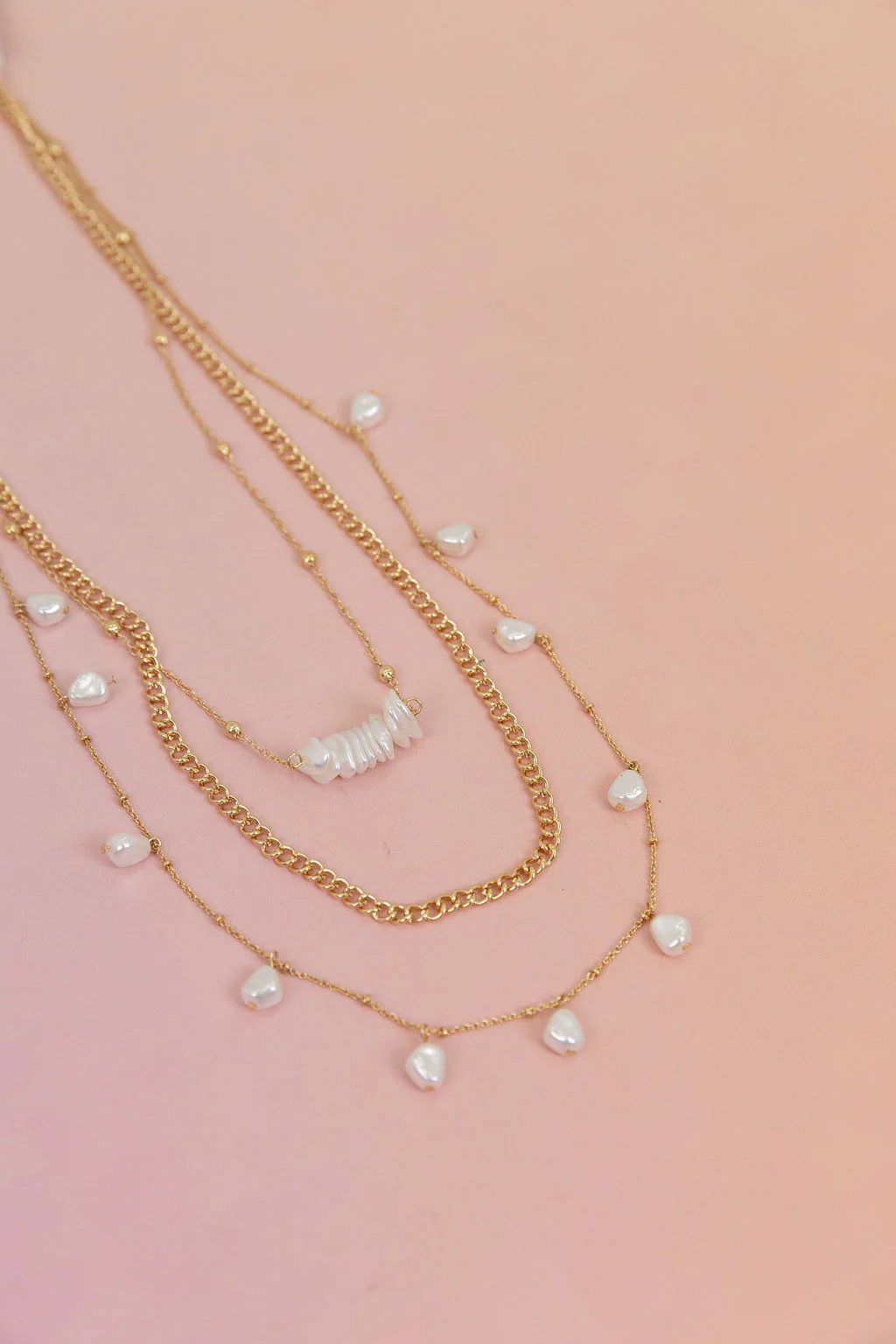 Multi Layered Pearl + Shell Necklace - Image 3