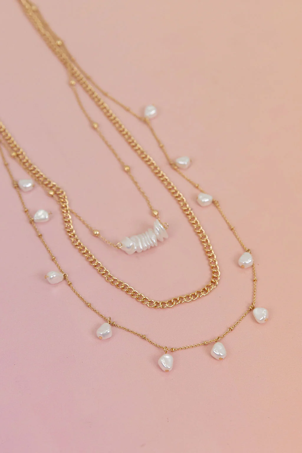 Multi Layered Pearl + Shell Necklace - Image 5