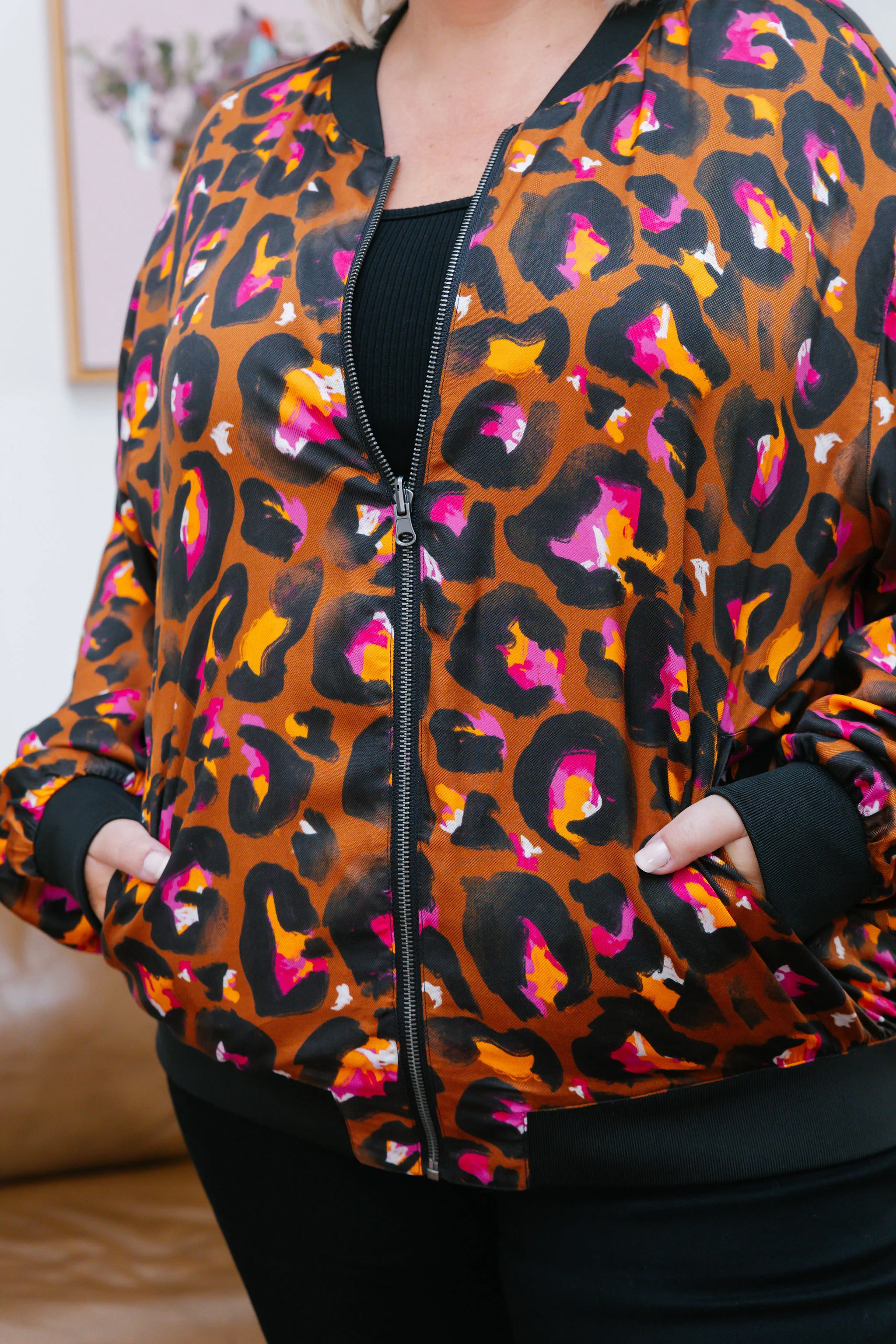 Mylie Reversible Bomber Jacket in Bronze Leopard & Hot Pink by Kasey Rainbow - Image 4