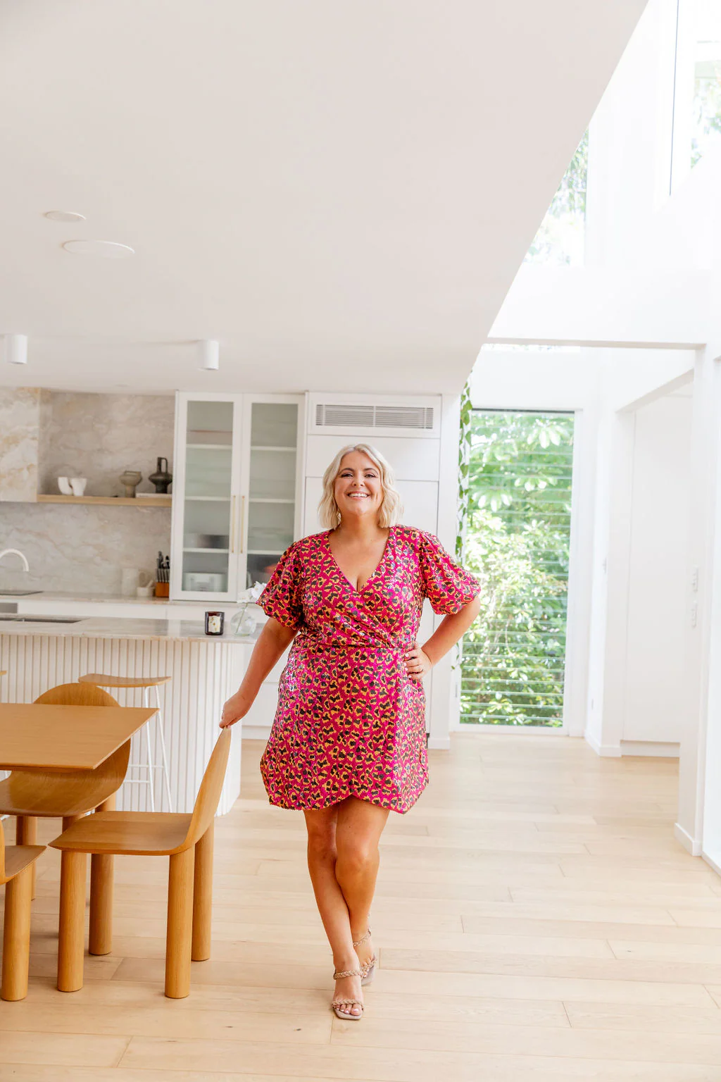 Nicolette Sequin Dress in Sparkly Leopard Pink - Image 14