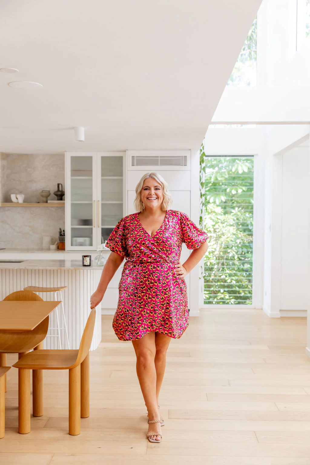 Nicolette Sequin Dress in Sparkly Leopard Pink - Image 15