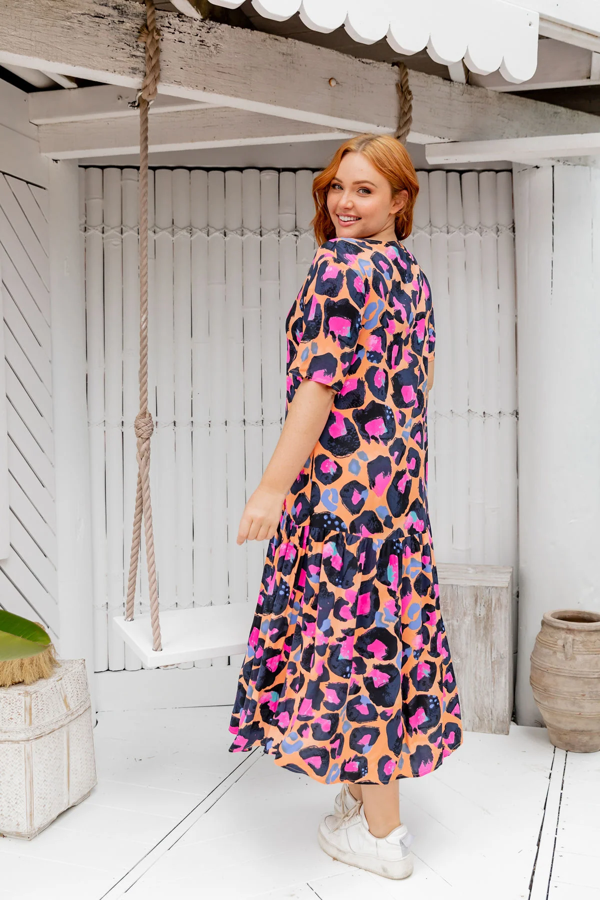 Peak Midi Dress in Sherbie - Peach Leopard by Kasey Rainbow - Image 8