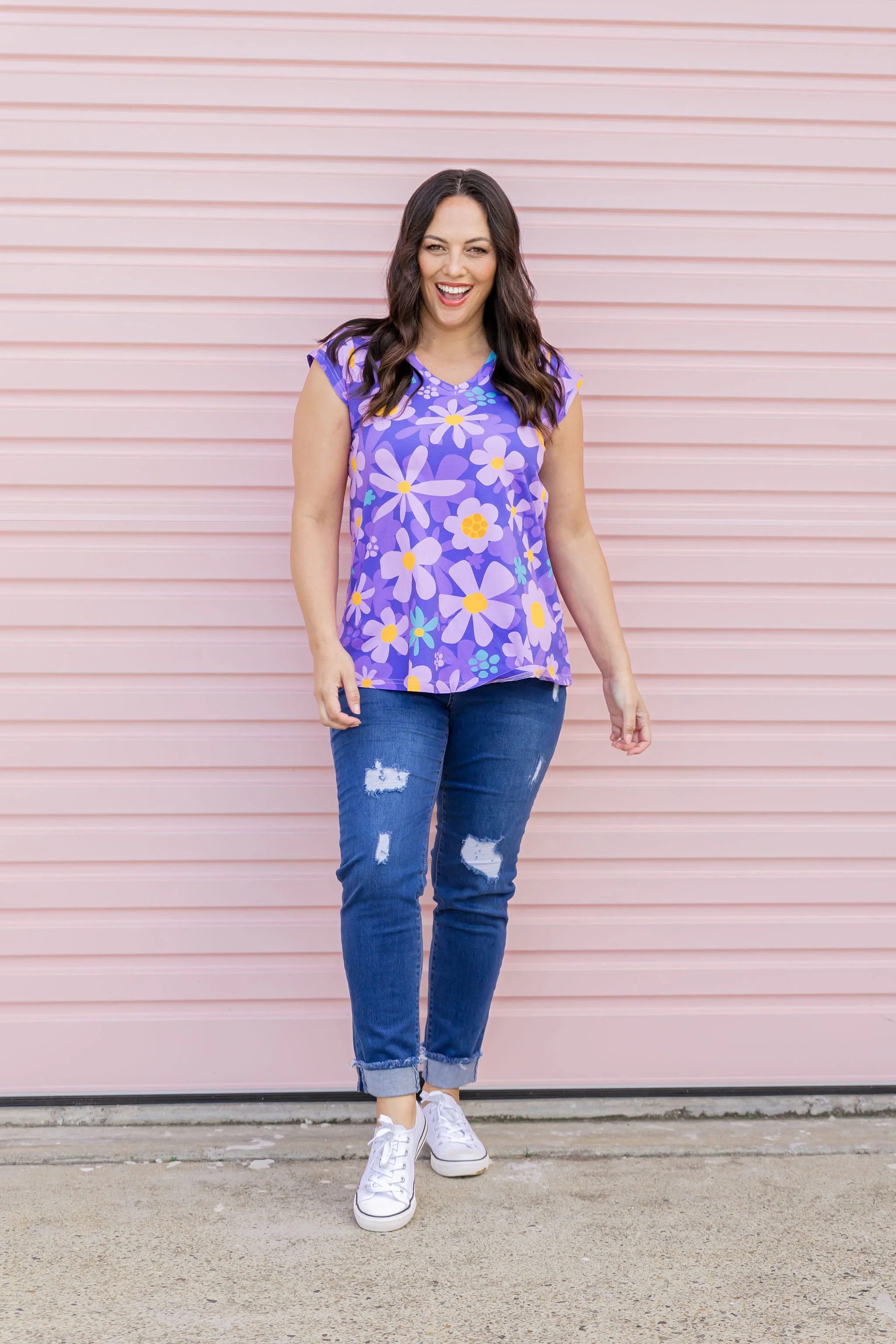 Penny Shirt in Lilac Daisies - Image 15