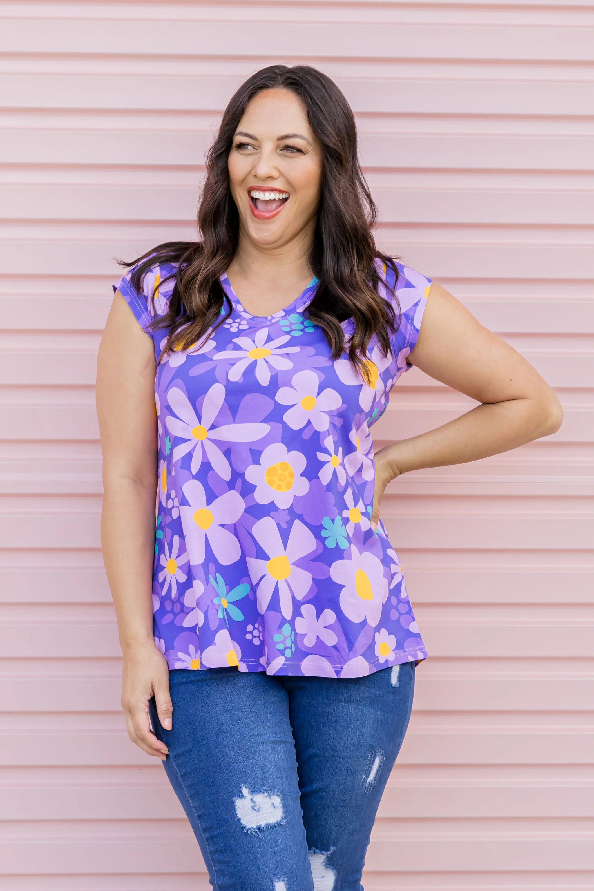 Penny Shirt in Lilac Daisies - Image 16