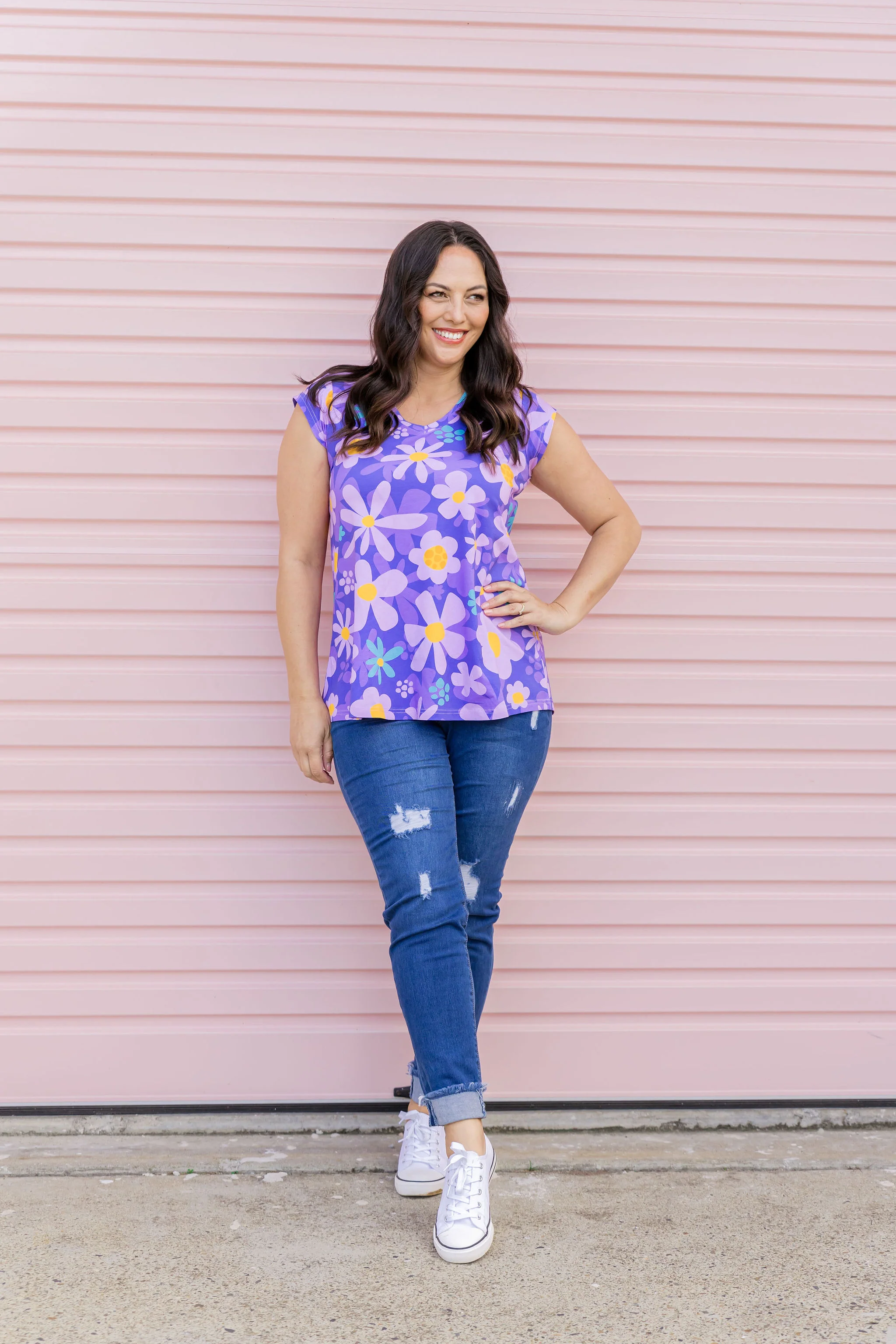 Penny Shirt in Lilac Daisies - Image 17