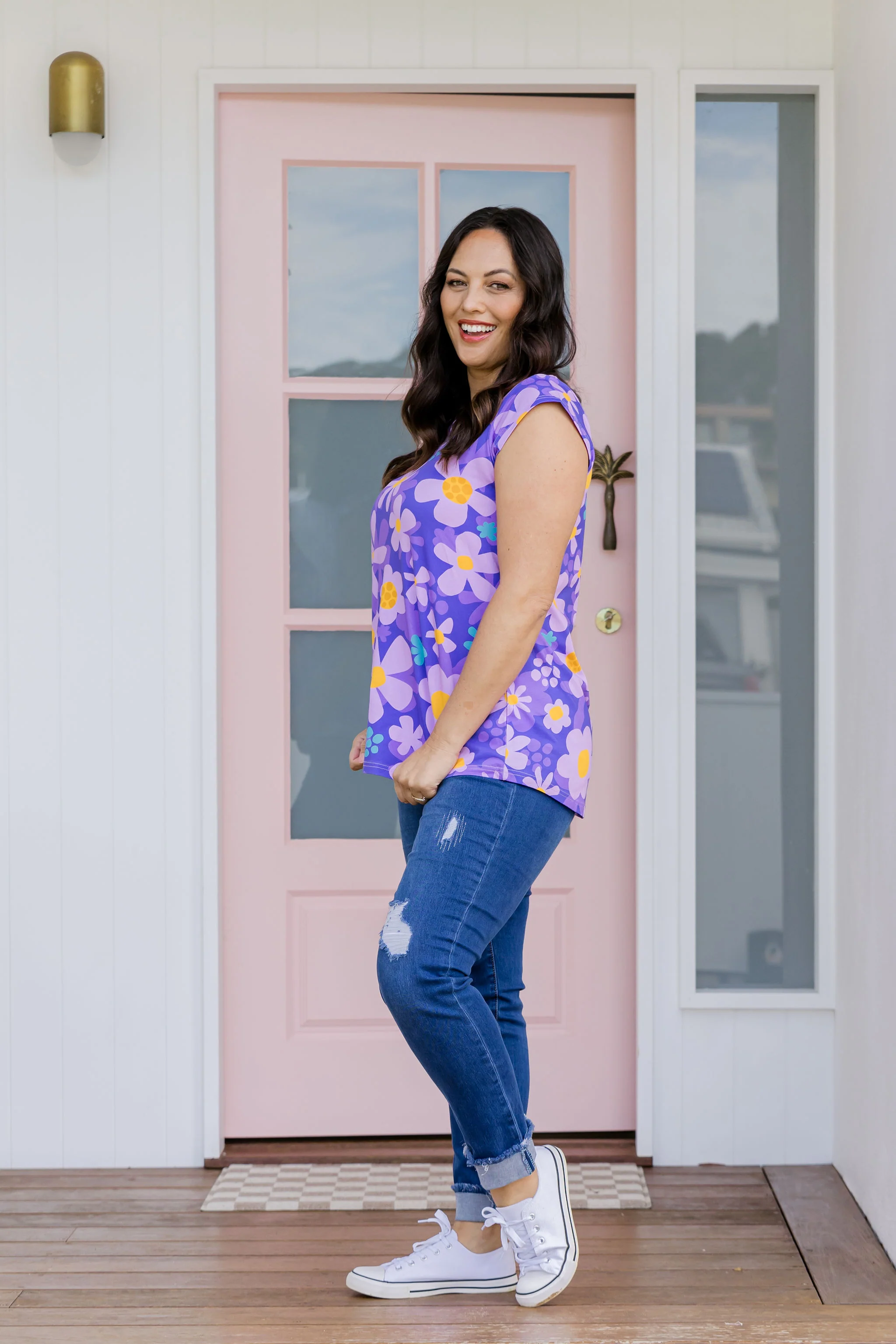 Penny Shirt in Lilac Daisies - Image 18