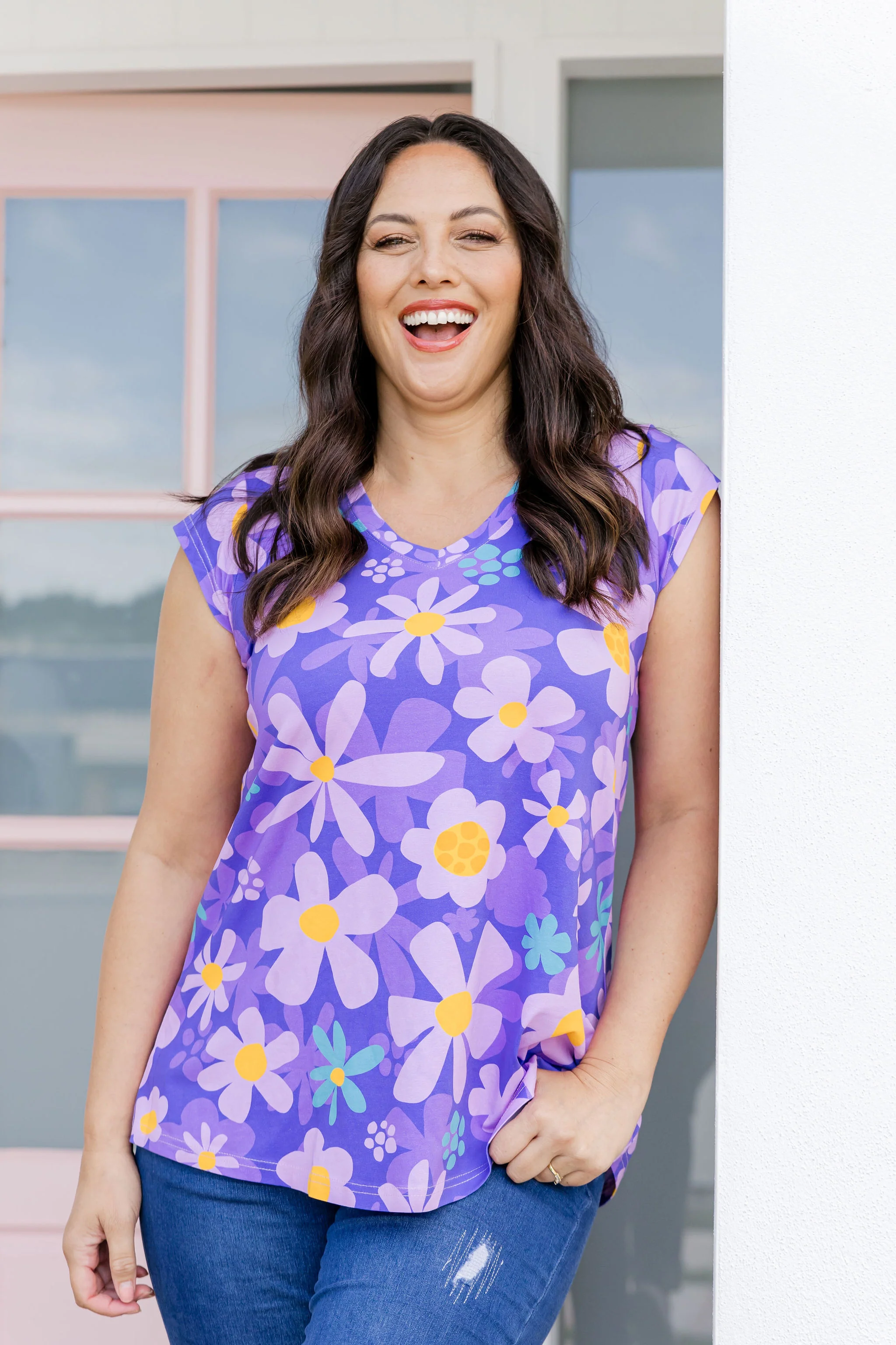 Penny Shirt in Lilac Daisies - Image 4