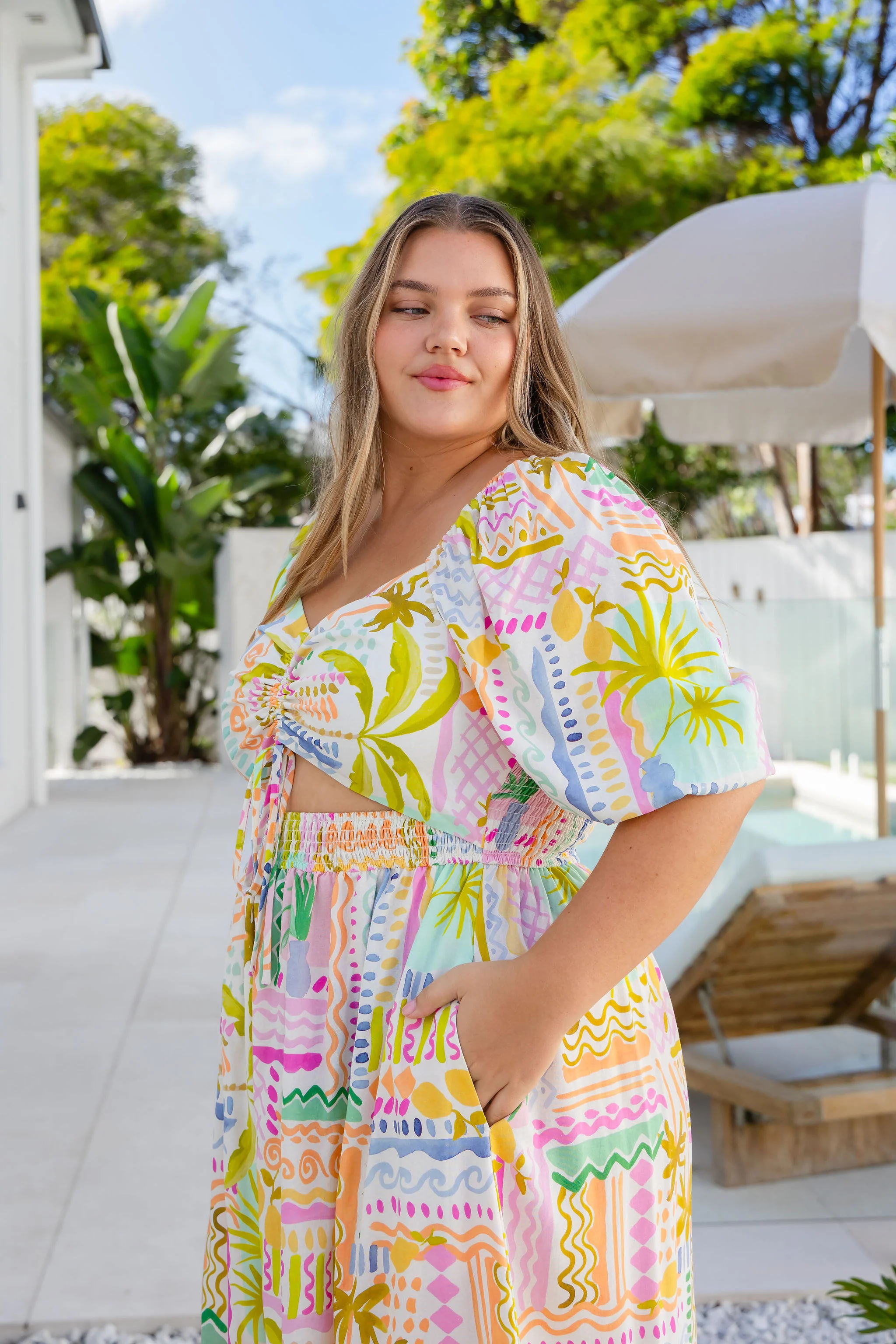 Pippa Cut Out Dress in Palma - Image 3