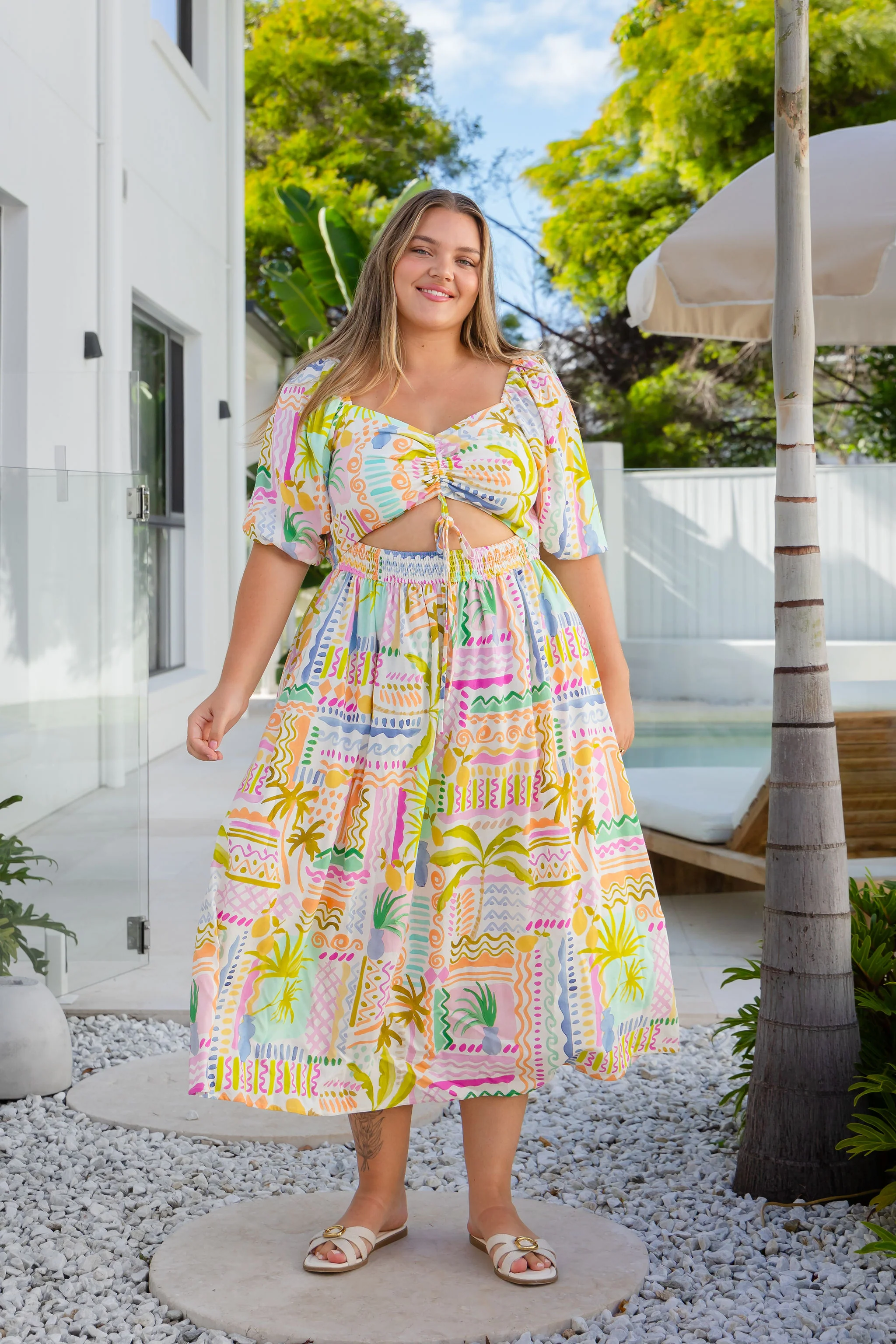 Pippa Cut Out Dress in Palma - Image 4