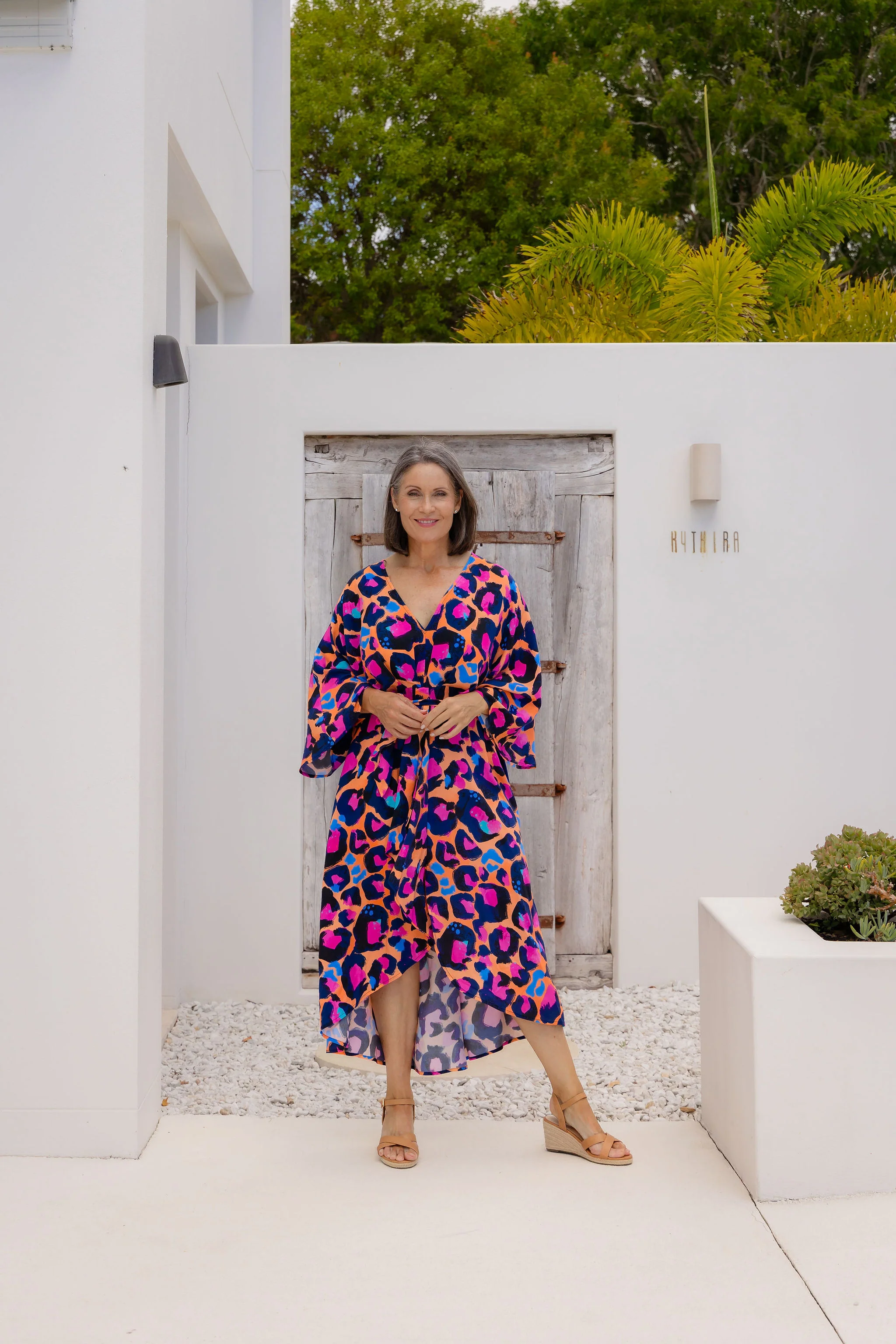 Polly Midi Dress in Sherbie - Peach Leopard by Kasey Rainbow - Image 4