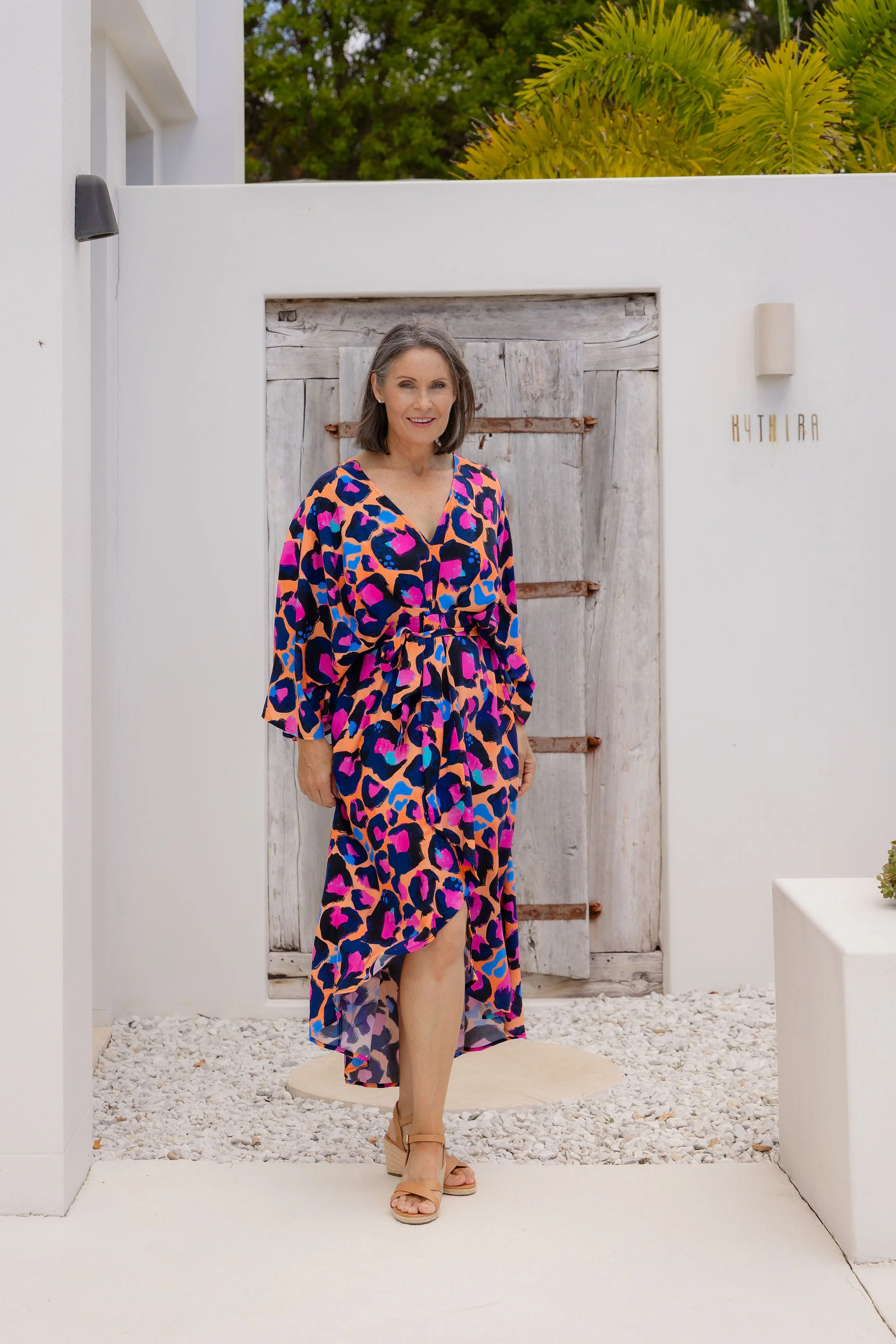 Polly Midi Dress in Sherbie - Peach Leopard by Kasey Rainbow - Image 5