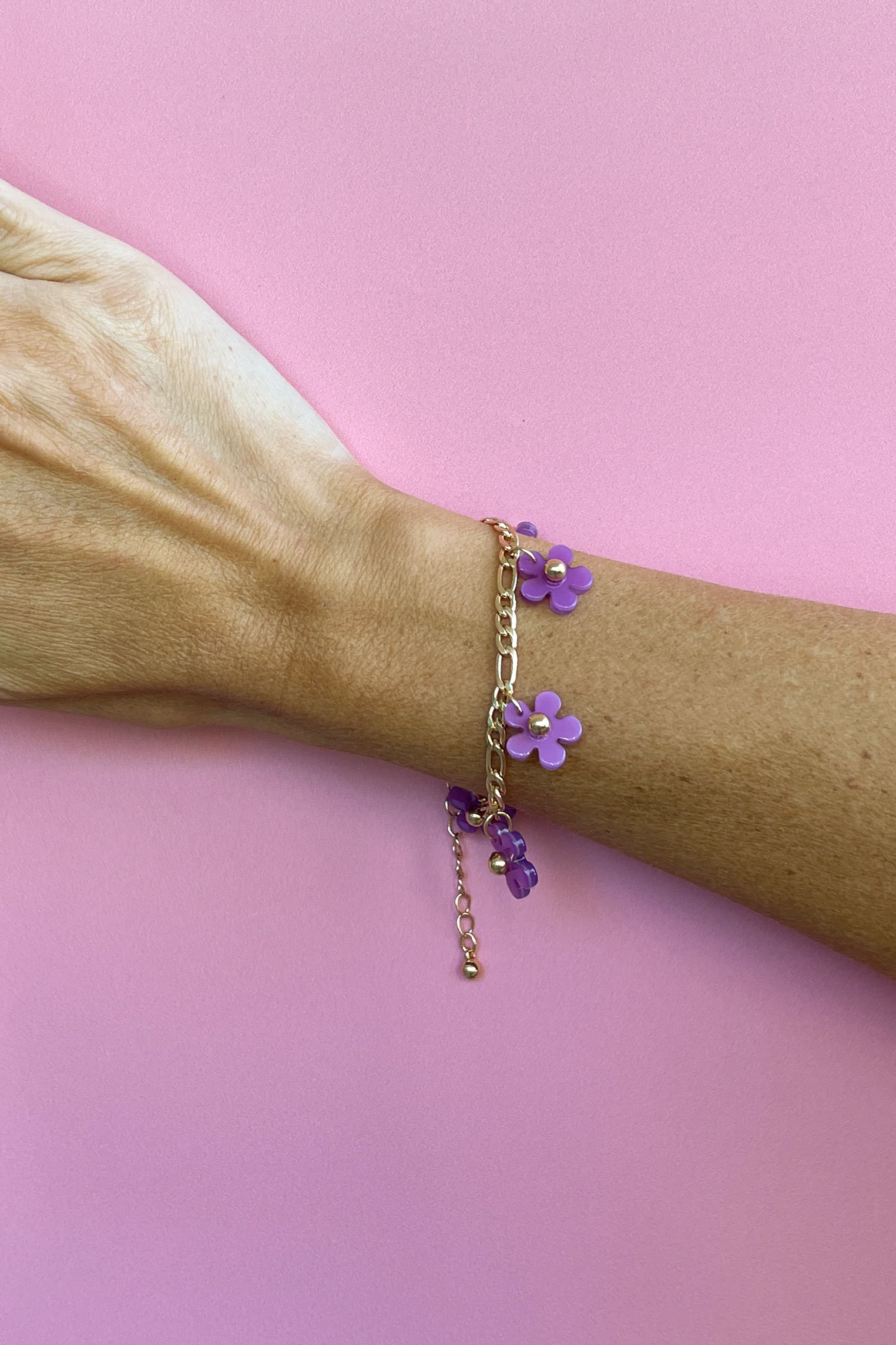 Purple Flower Gold Bracelet - Image 3