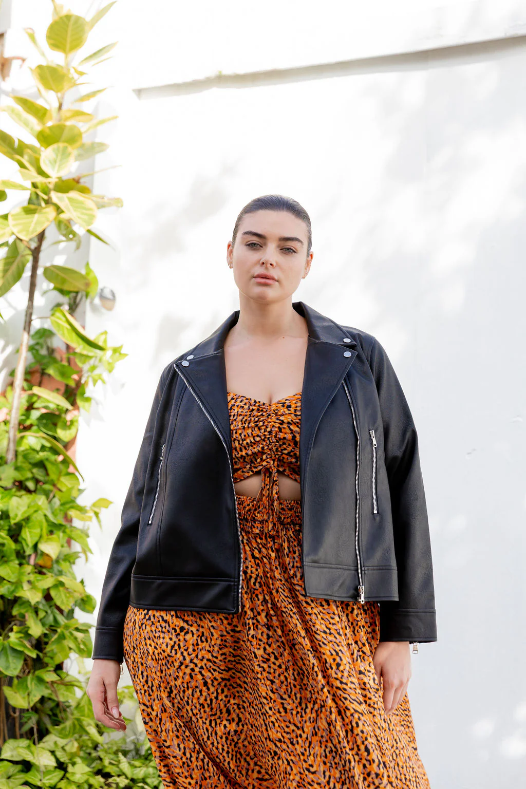 Rebel Faux Leather Biker Jacket in Black - Image 18