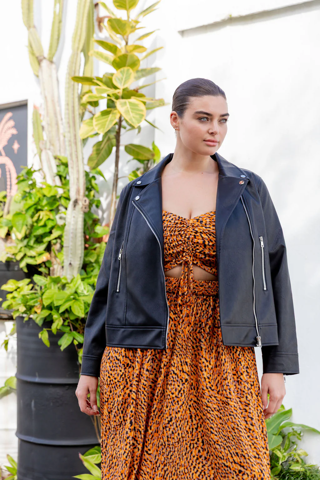 Rebel Faux Leather Biker Jacket in Black - Image 20