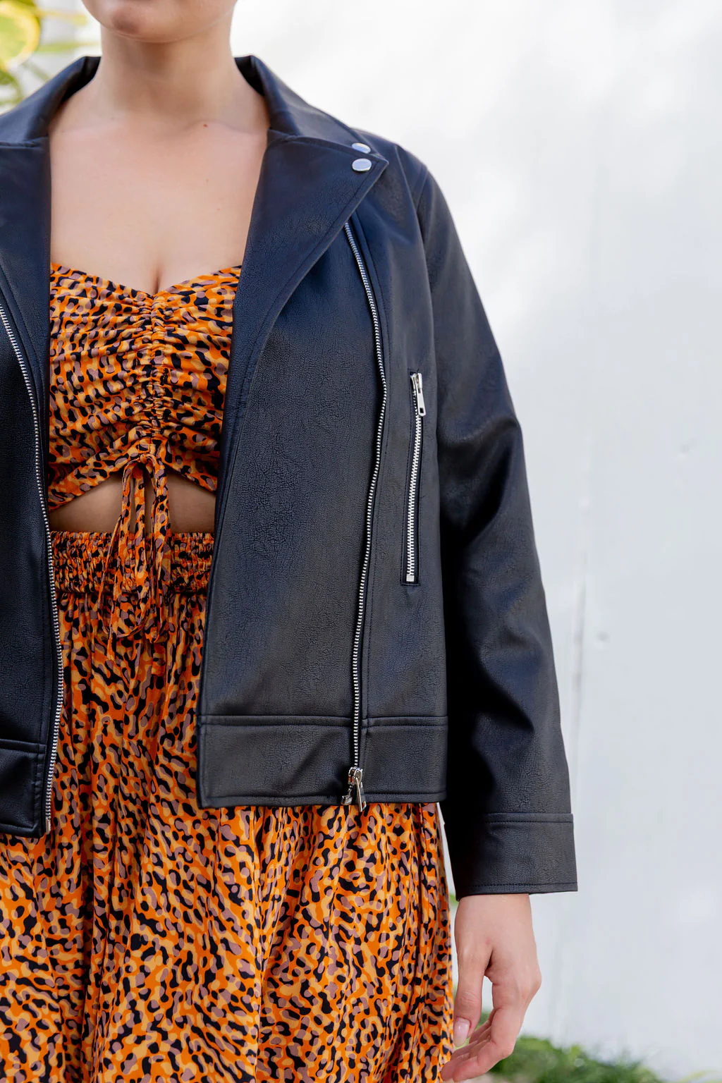 Rebel Faux Leather Biker Jacket in Black - Image 26