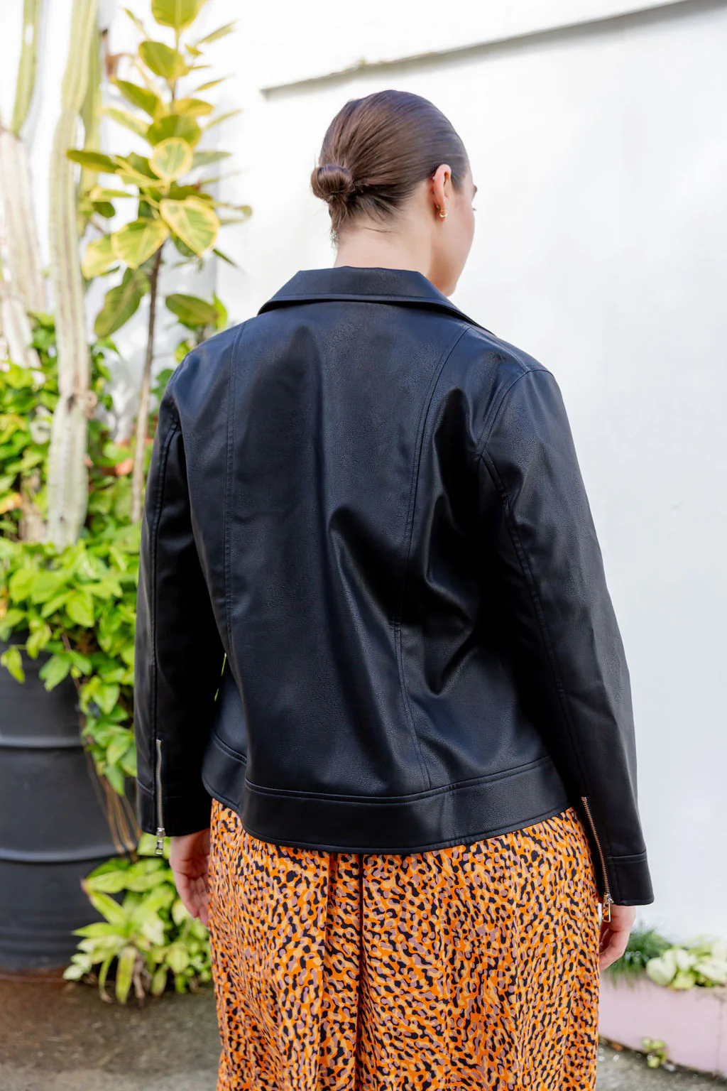 Rebel Faux Leather Biker Jacket in Black - Image 30