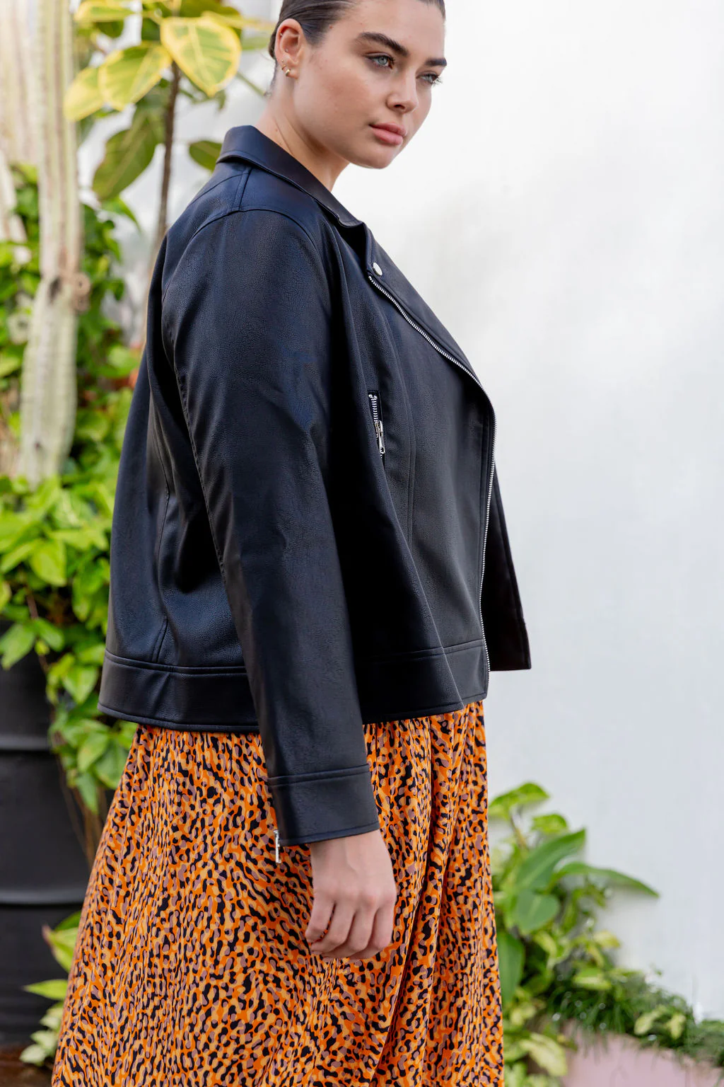 Rebel Faux Leather Biker Jacket in Black - Image 33