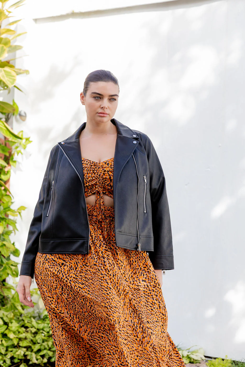 Rebel Faux Leather Biker Jacket in Black - Image 37