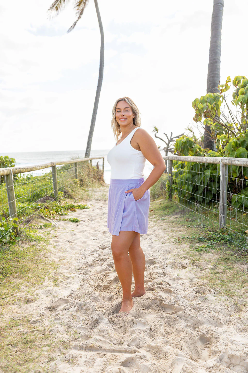 Samara Linen Blend Skort in Violet - Image 15